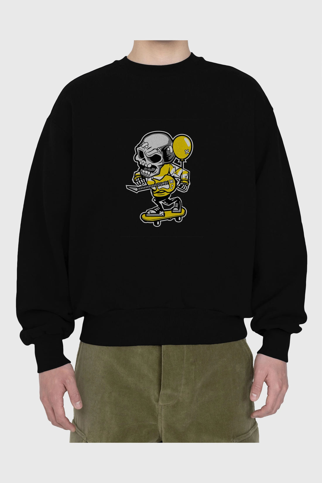 Skull Skater Ön Baskılı Oversize Sweatshirt Erkek Kadın Unisex