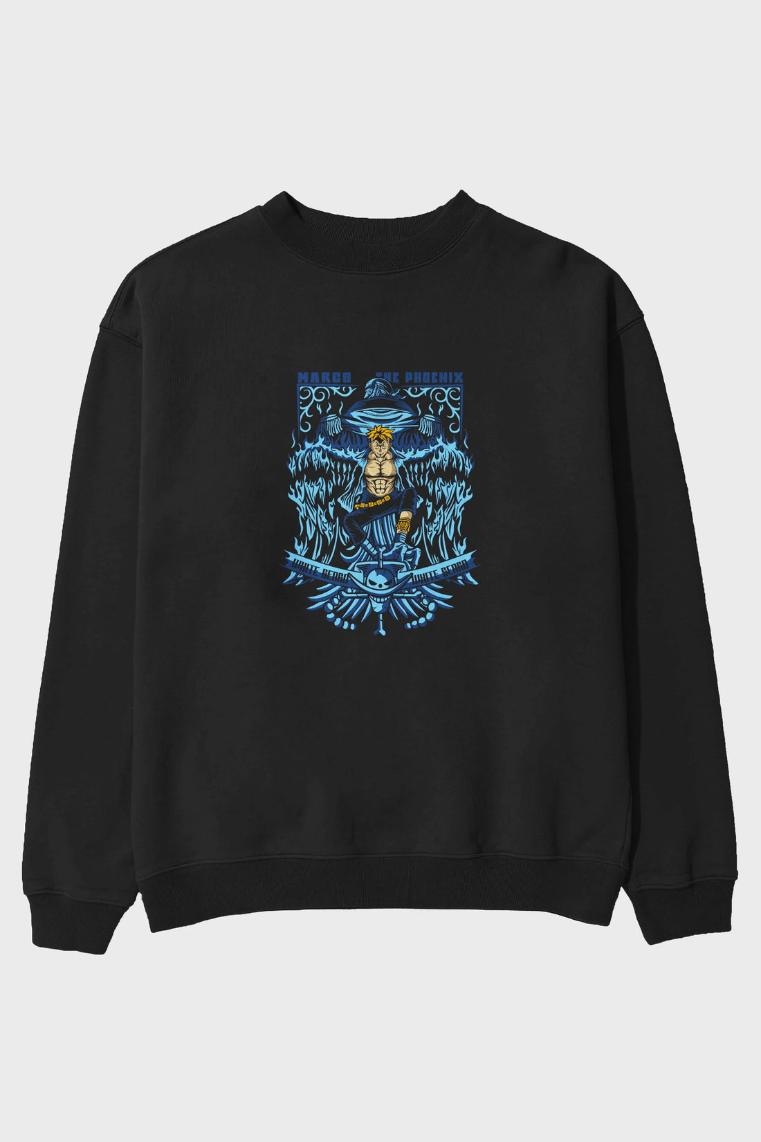 MARCO EL FENIX One Piece Anime Ön Baskılı Oversize Sweatshirt Erkek Kadın Unisex