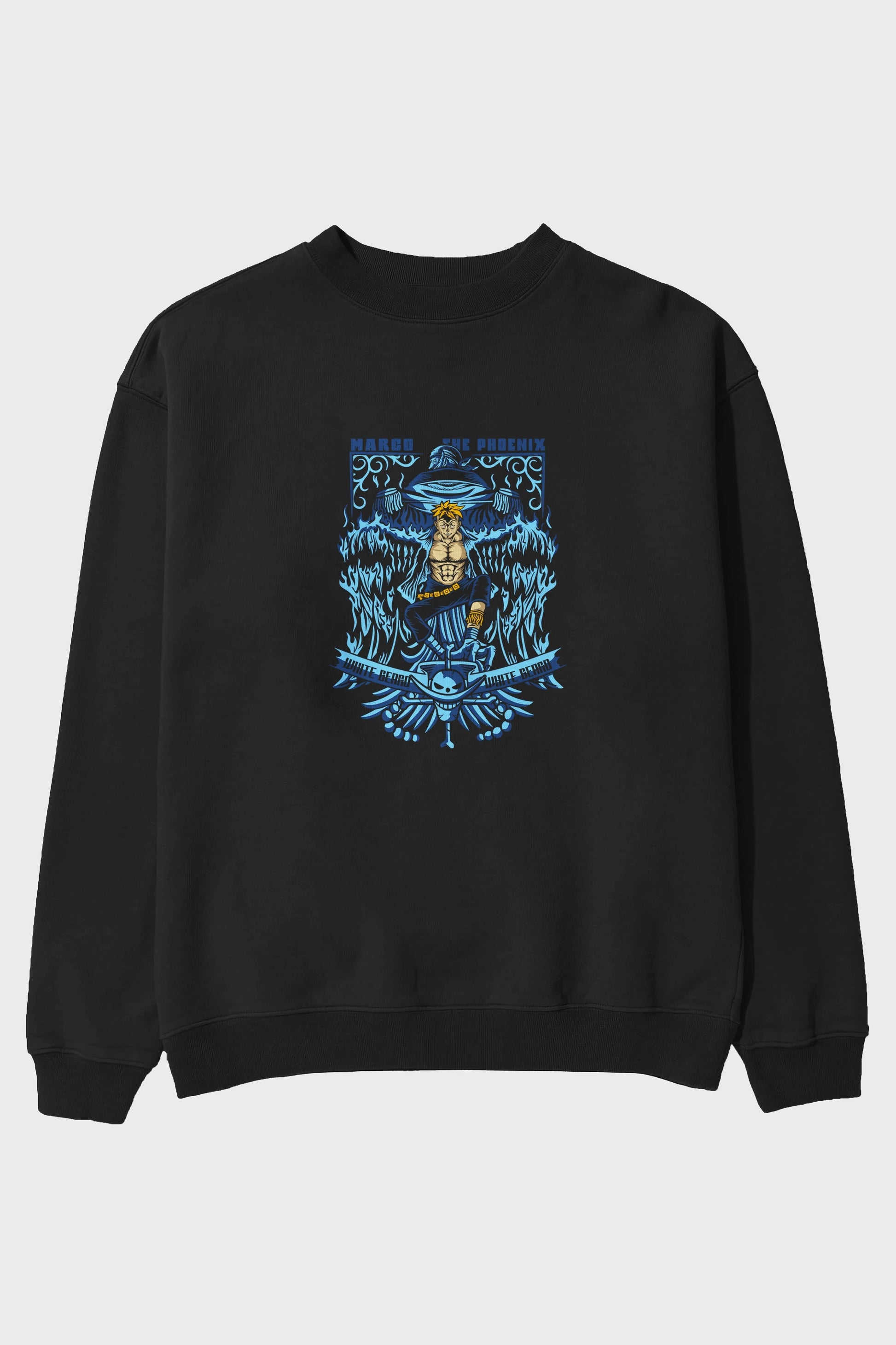 MARCO EL FENIX One Piece Anime Ön Baskılı Oversize Sweatshirt Erkek Kadın Unisex