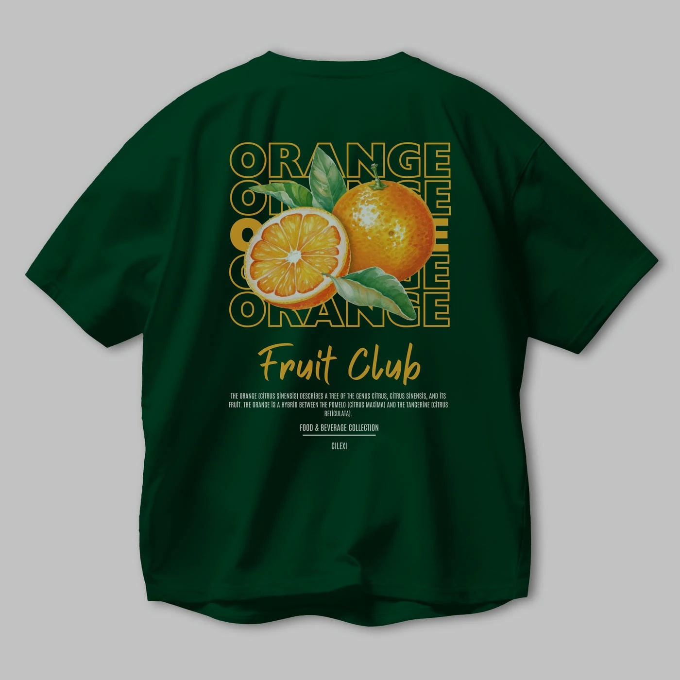 Orange Arka Baskılı Oversize t-shirt Erkek Kadın Pamuk Bisiklet Yaka tişort