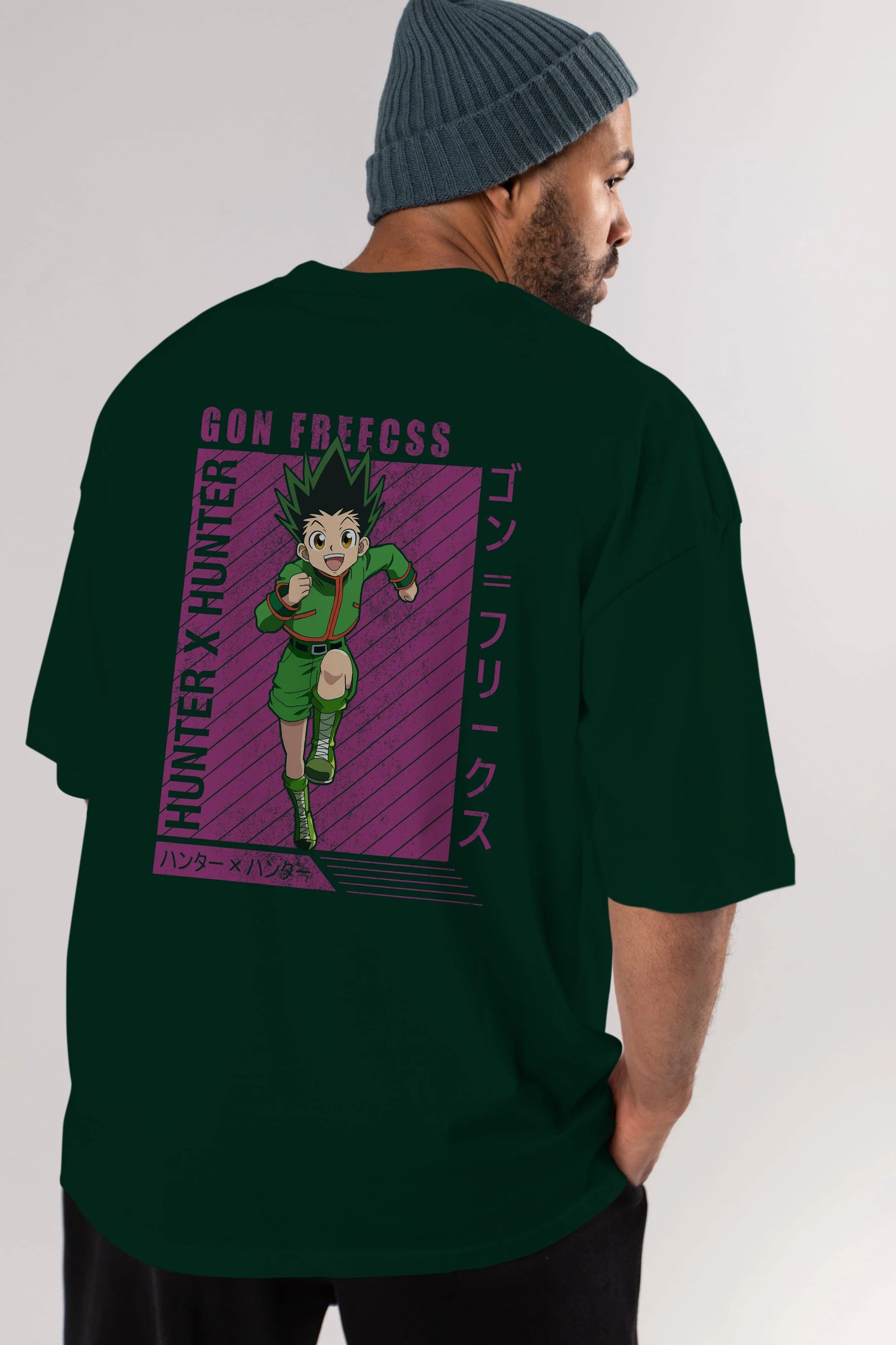Gon Freecss HUNTER X HUNTER 3 Anime Arka Baskılı Oversize t-shirt Erkek Kadın Unisex