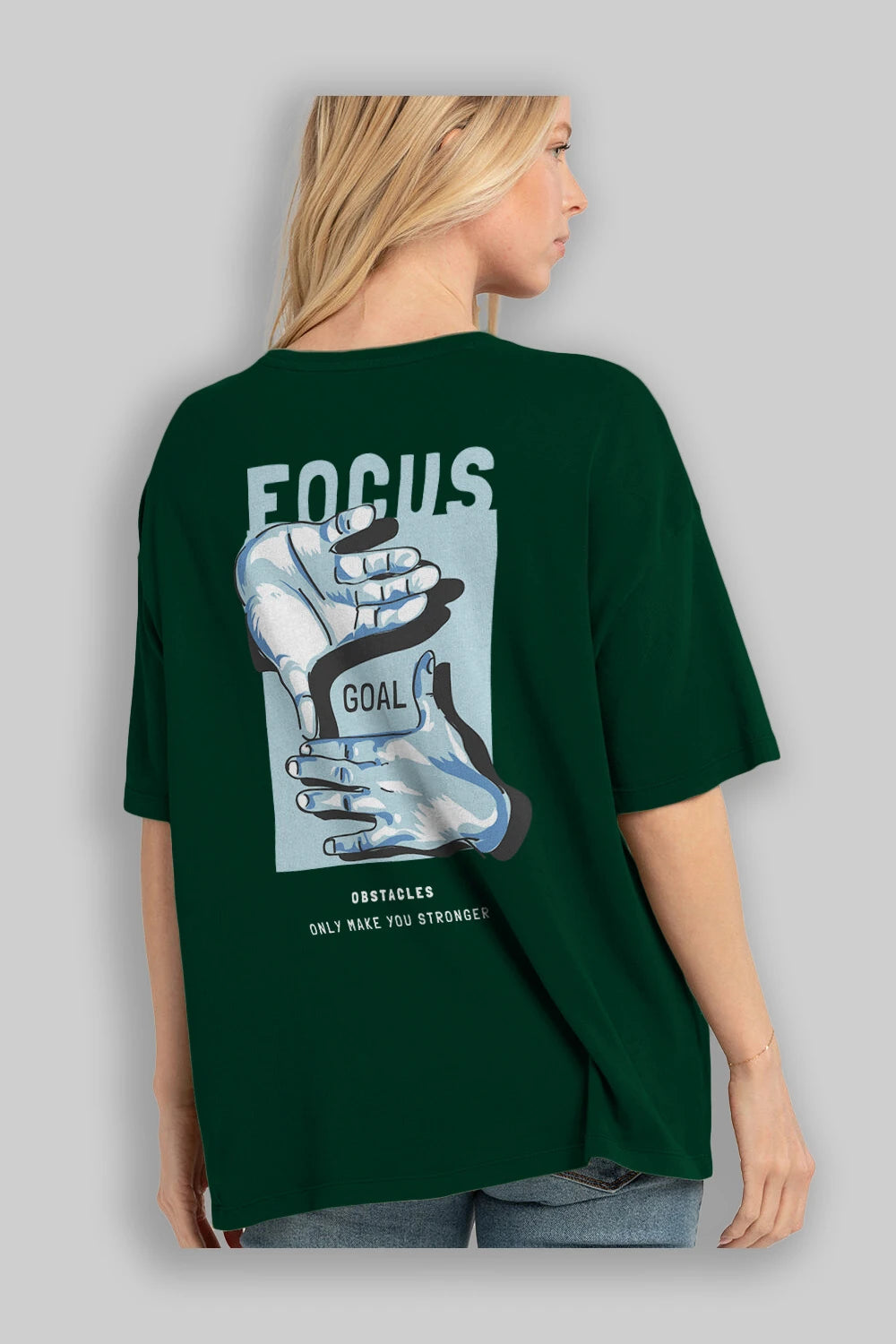 Focus Goal Arka Baskılı Oversize t-shirt Erkek Kadın Unisex