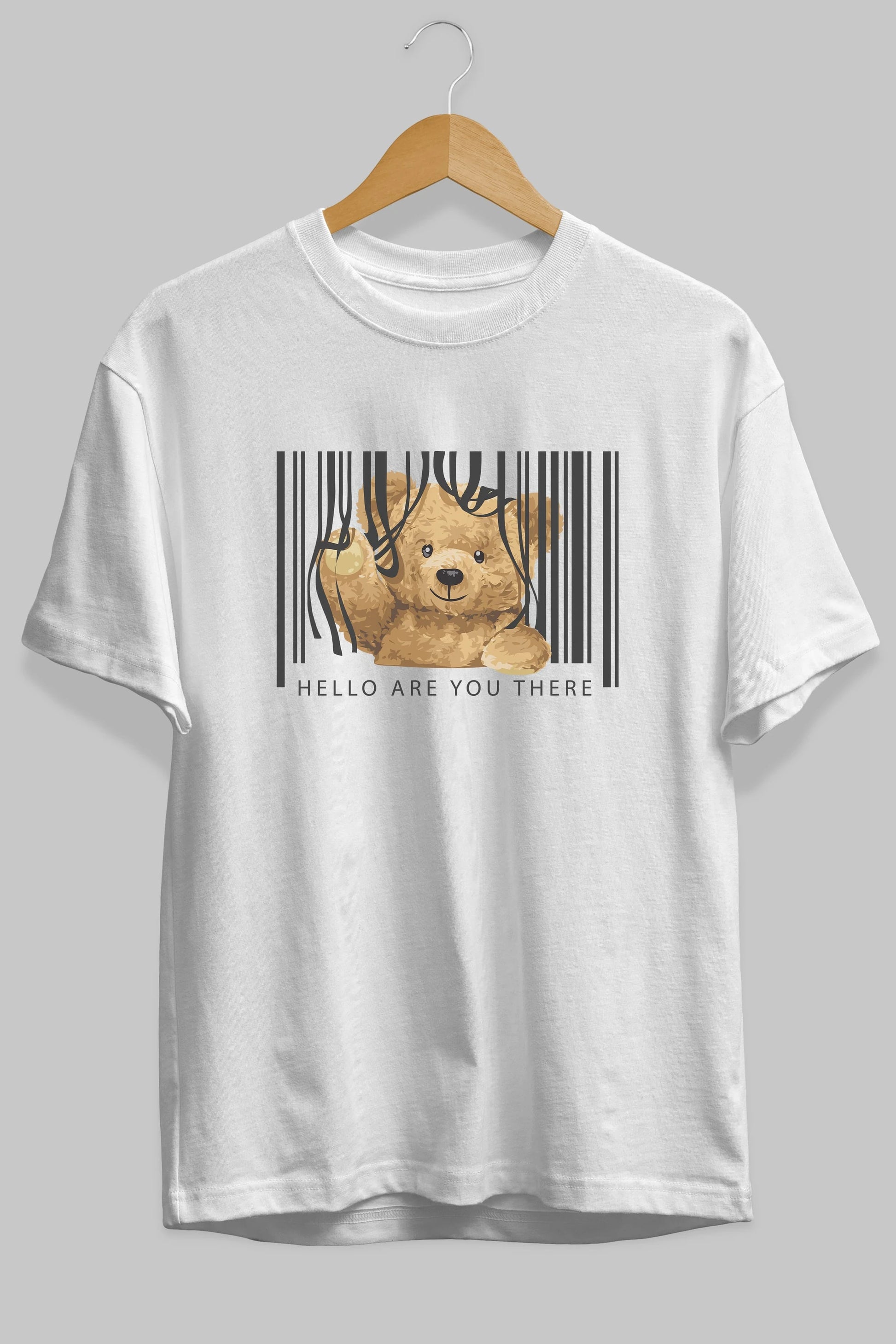 Teddy Bear Hello Ön Baskılı Oversize t-shirt Erkek Kadın Unisex %100 Pamuk