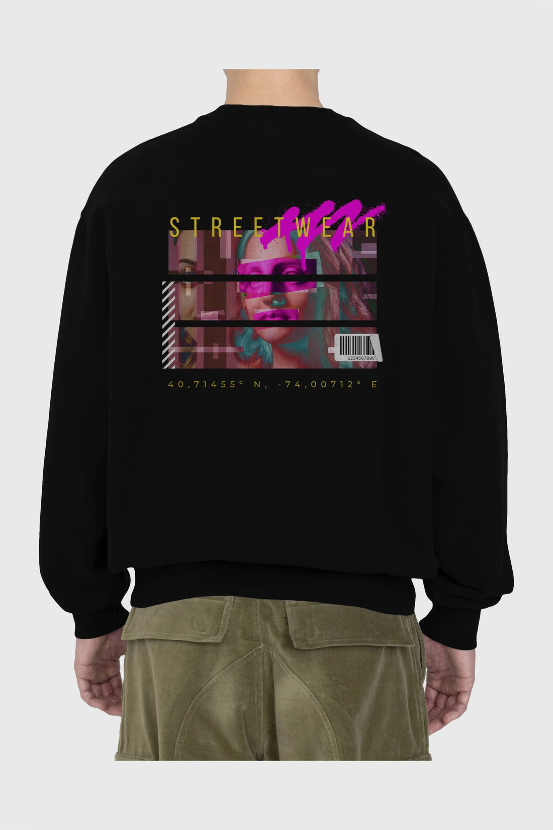 Futuristic Streetwear 2 Arka Baskılı Oversize Sweatshirt Erkek Kadın Unisex