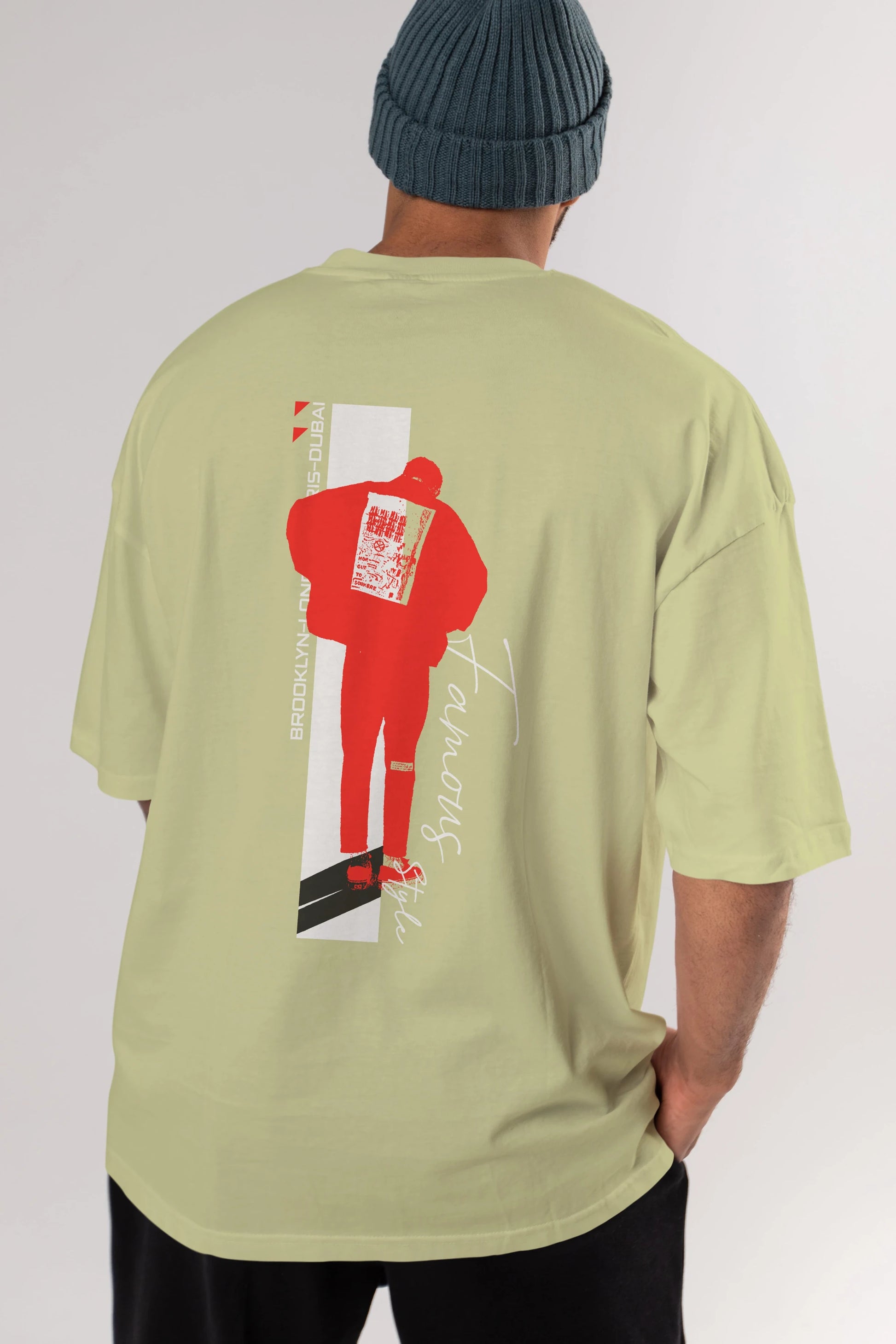 Brooklyn Style Arka Baskılı Oversize t-shirt Erkek Kadın Unisex