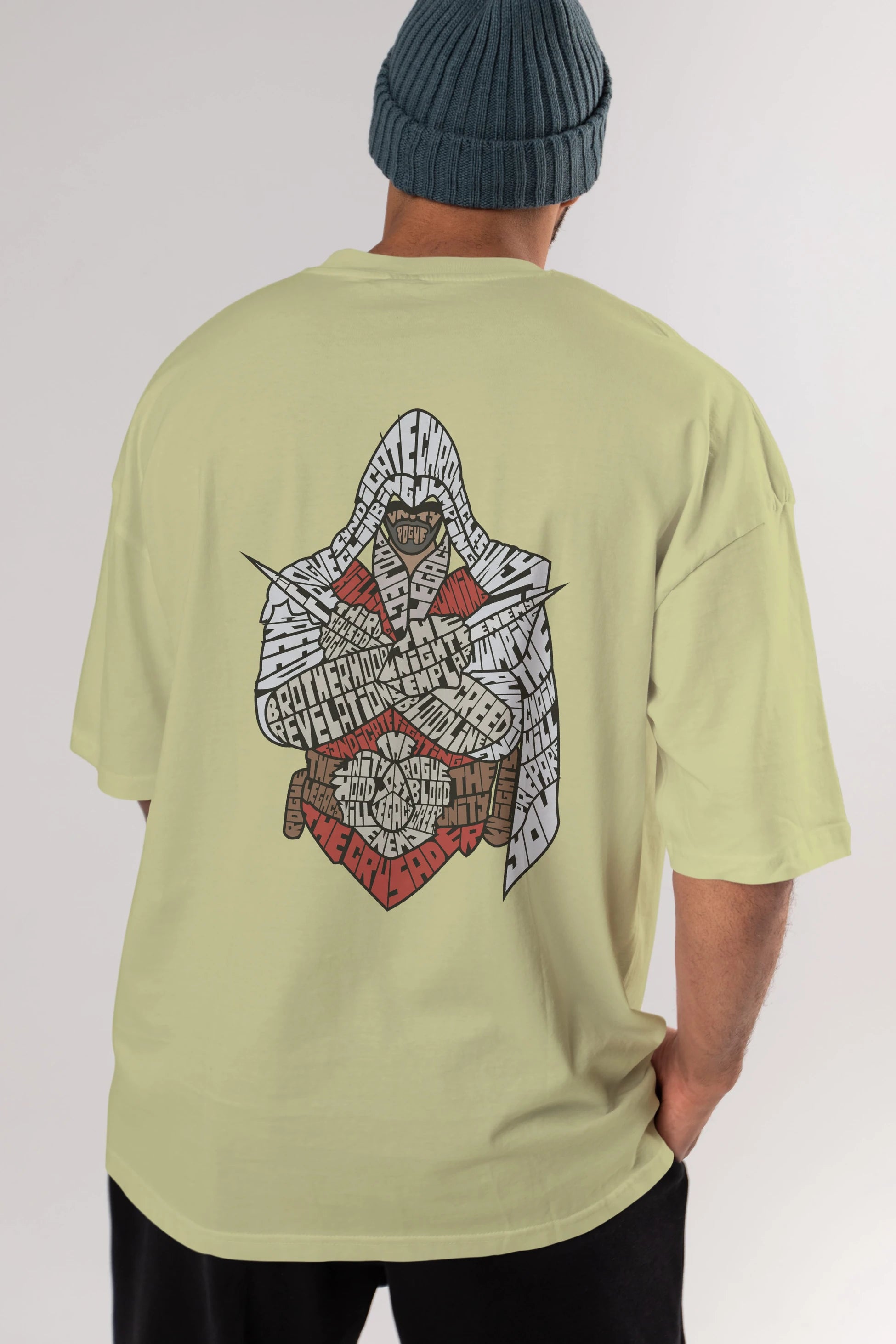 Assassins Arka Baskılı Oversize t-shirt %100 pamuk Erkek Kadın Unisex
