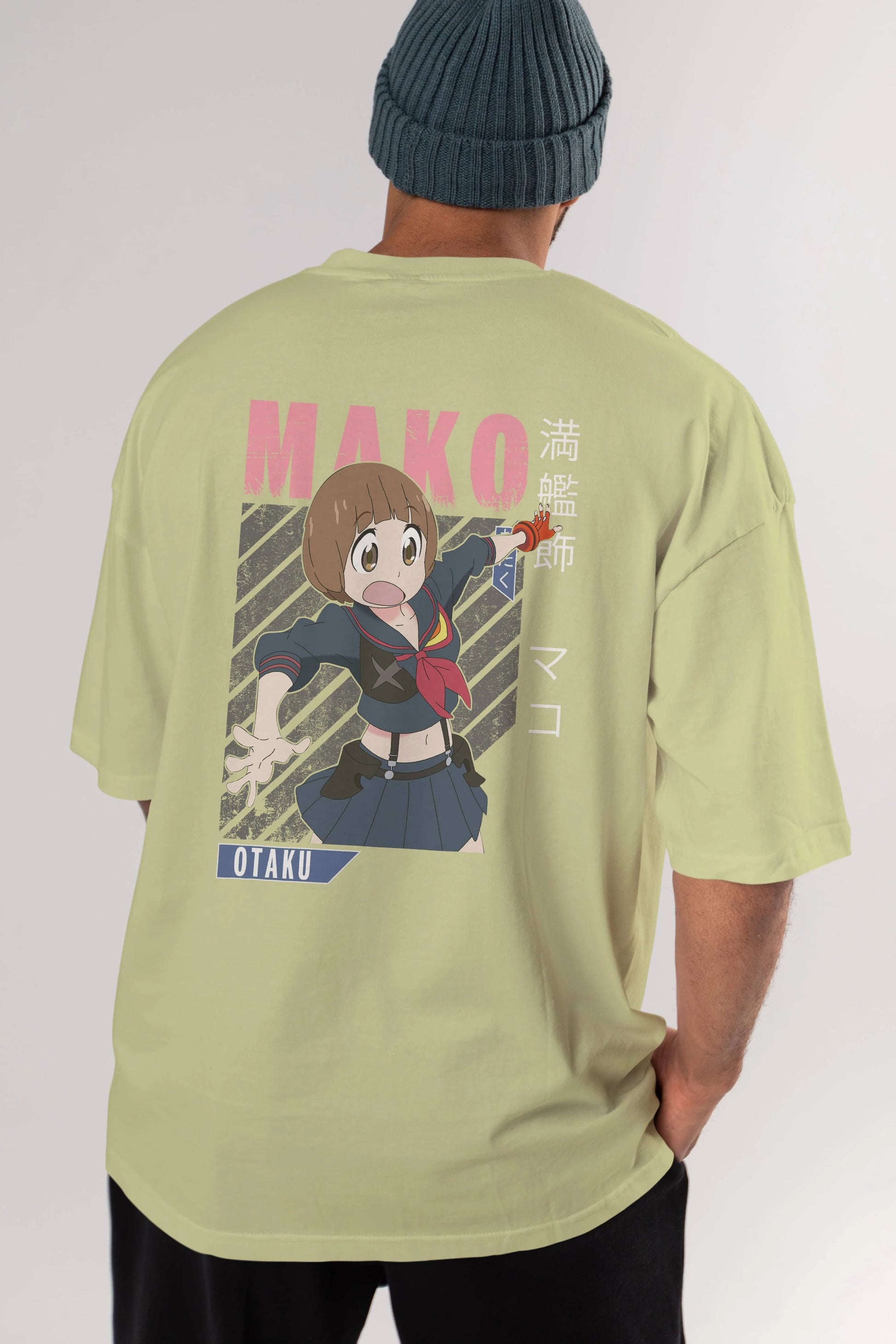 Mako Mankanshoku 2 Anime Arka Baskılı Oversize t-shirt Erkek Kadın Unisex