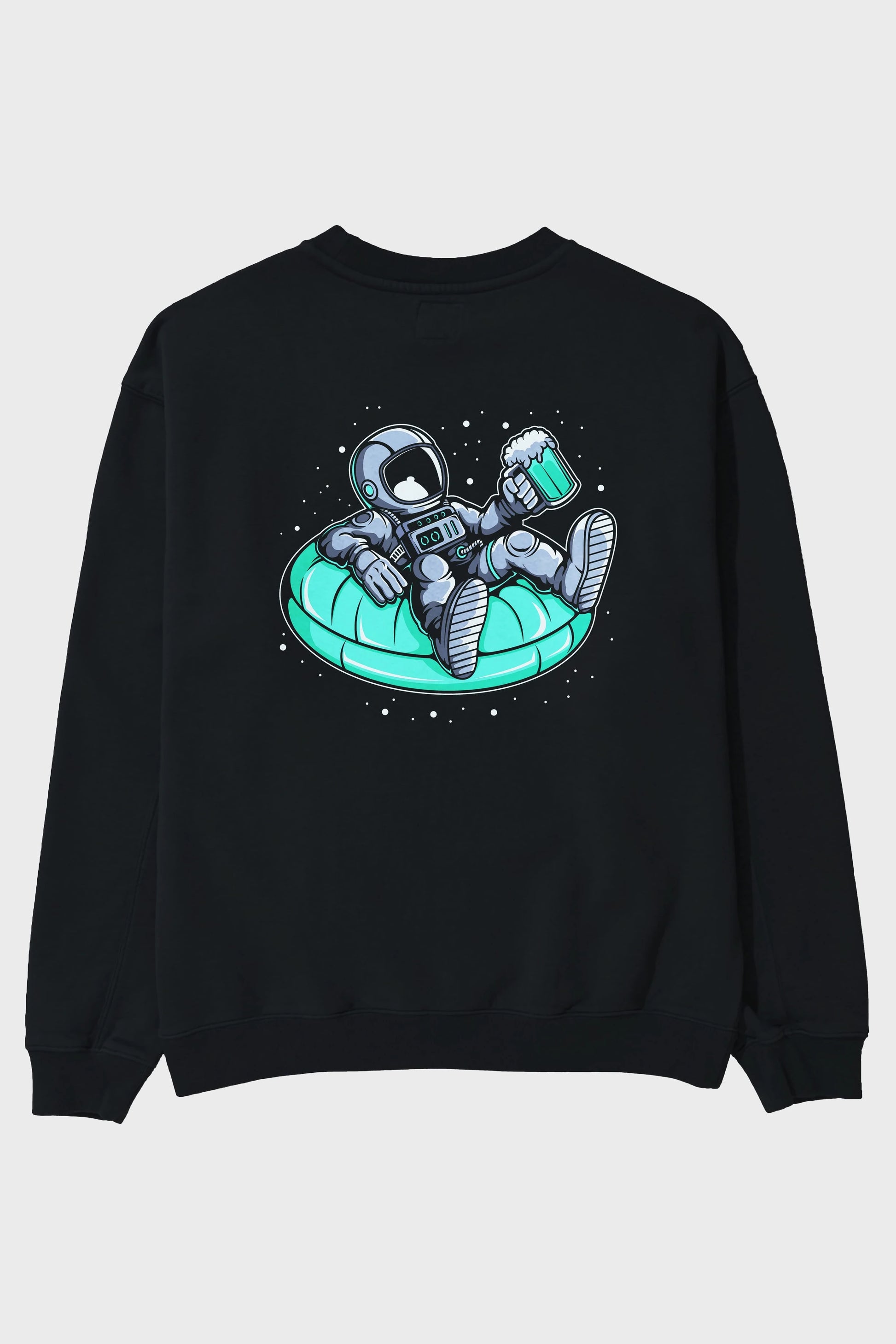 Astronaut Pool Float Arka Baskılı Oversize Sweatshirt Erkek Kadın Unisex