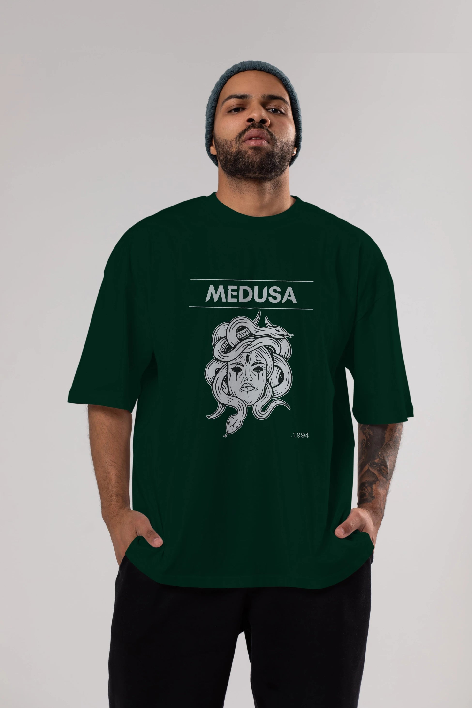 Medusa Ön Baskılı Oversize t-shirt Erkek Kadın Unisex