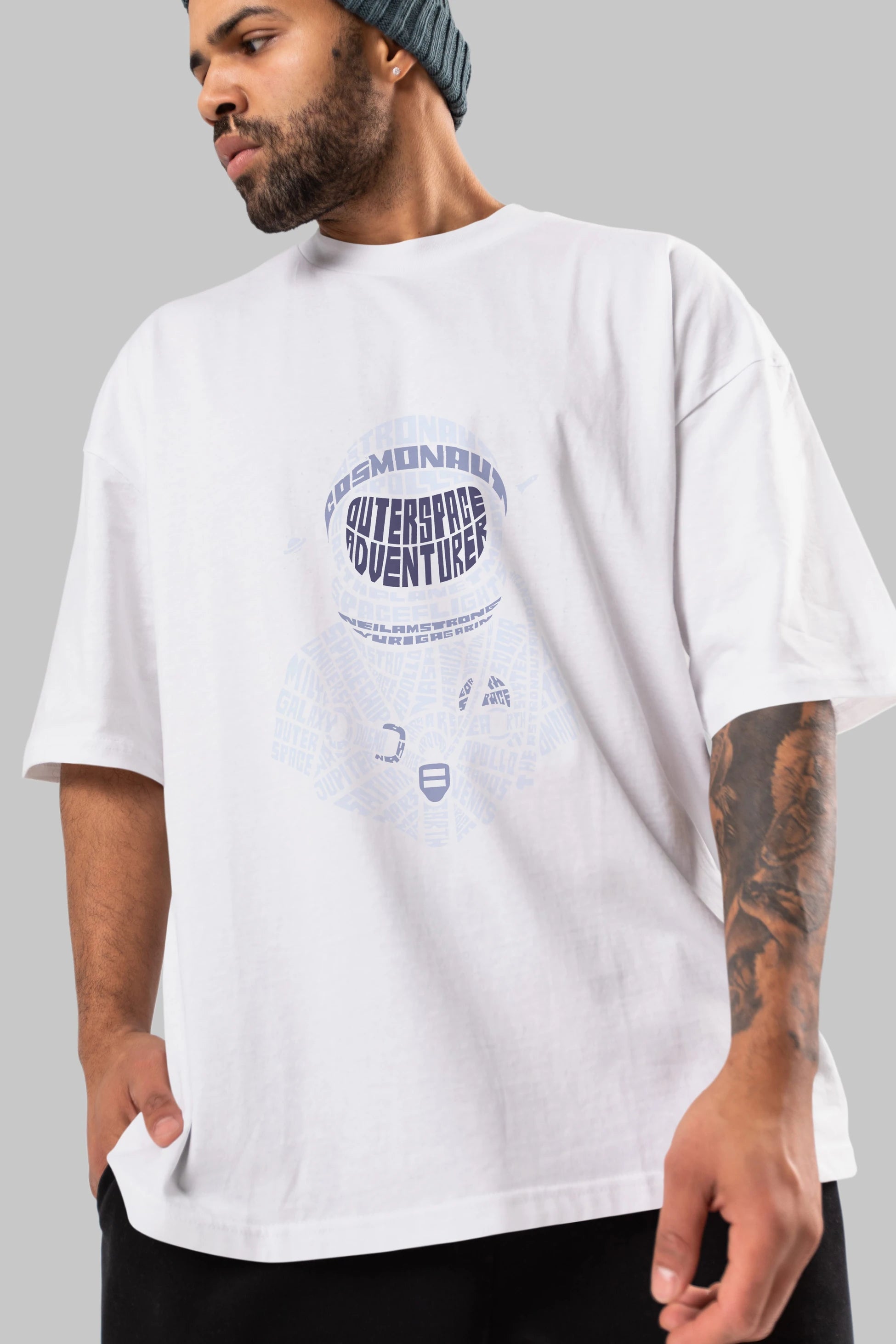 Astronaut Ön Baskılı Oversize t-shirt %100 pamuk Erkek Kadın Unisex