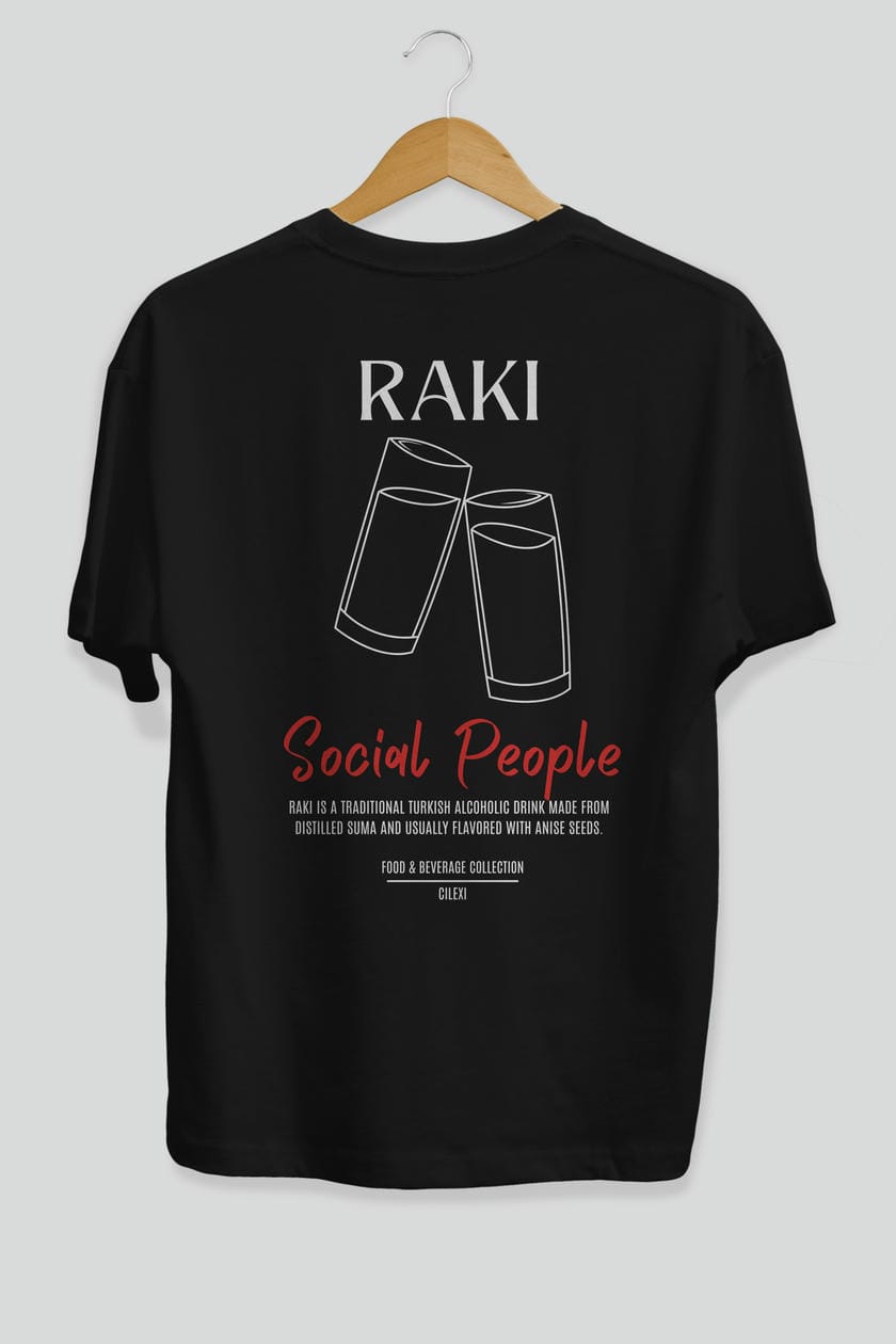 Rakı Kokteyl Serisi Baskılı Oversize t-shirt Erkek Kadın Unisex %100 Pamuk Bisiklet Yaka tişort