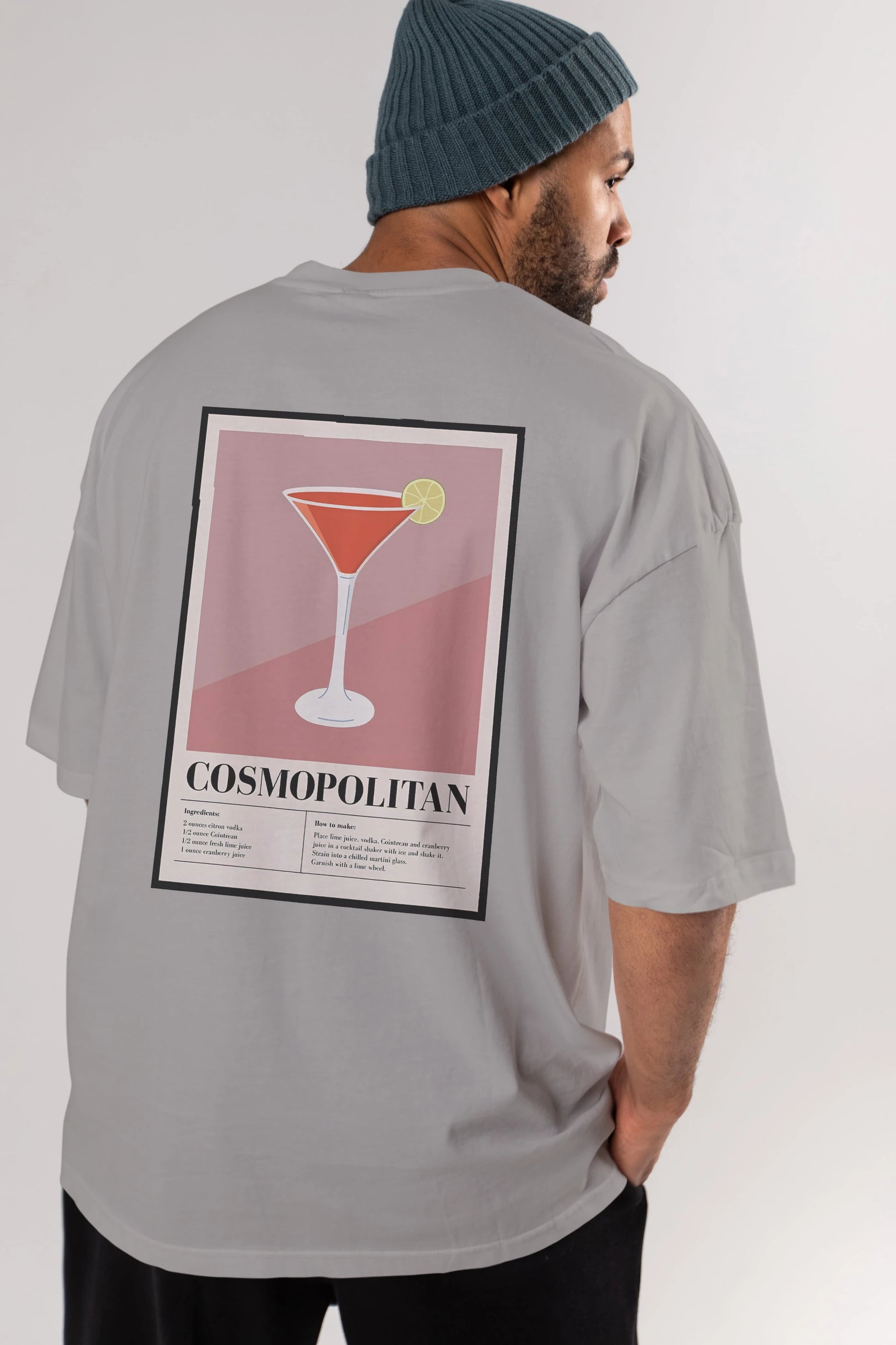 Cosmopolitan 3 Arka Baskılı Oversize t-shirt Erkek Kadın Unisex %100 Pamuk Bisiklet Yaka tişort