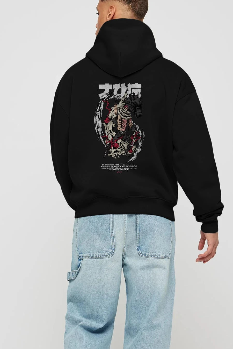 Katakuri Anime Arka Baskılı Hoodie Oversize Kapüşonlu Sweatshirt Erkek Kadın Unisex