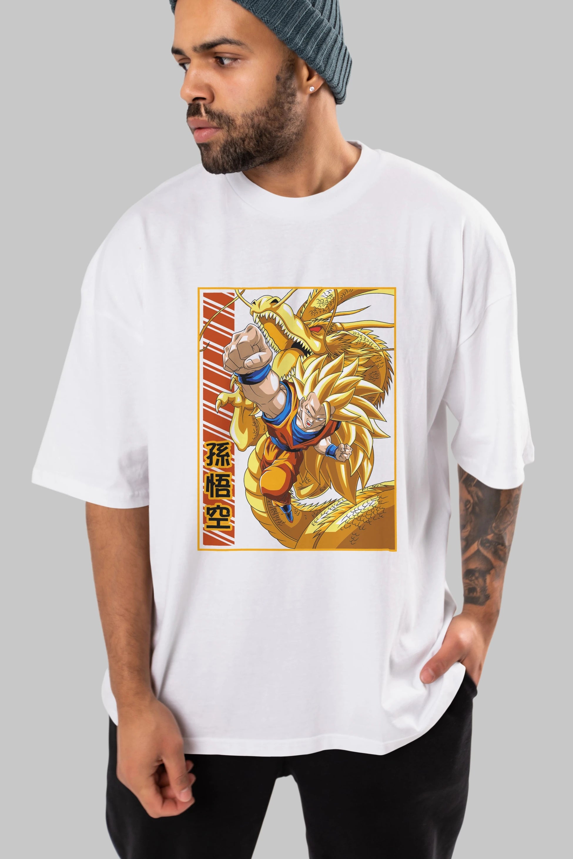 DragonBall Goku Anime Ön Baskılı Oversize t-shirt %100 pamuk Erkek Kadın Unisex