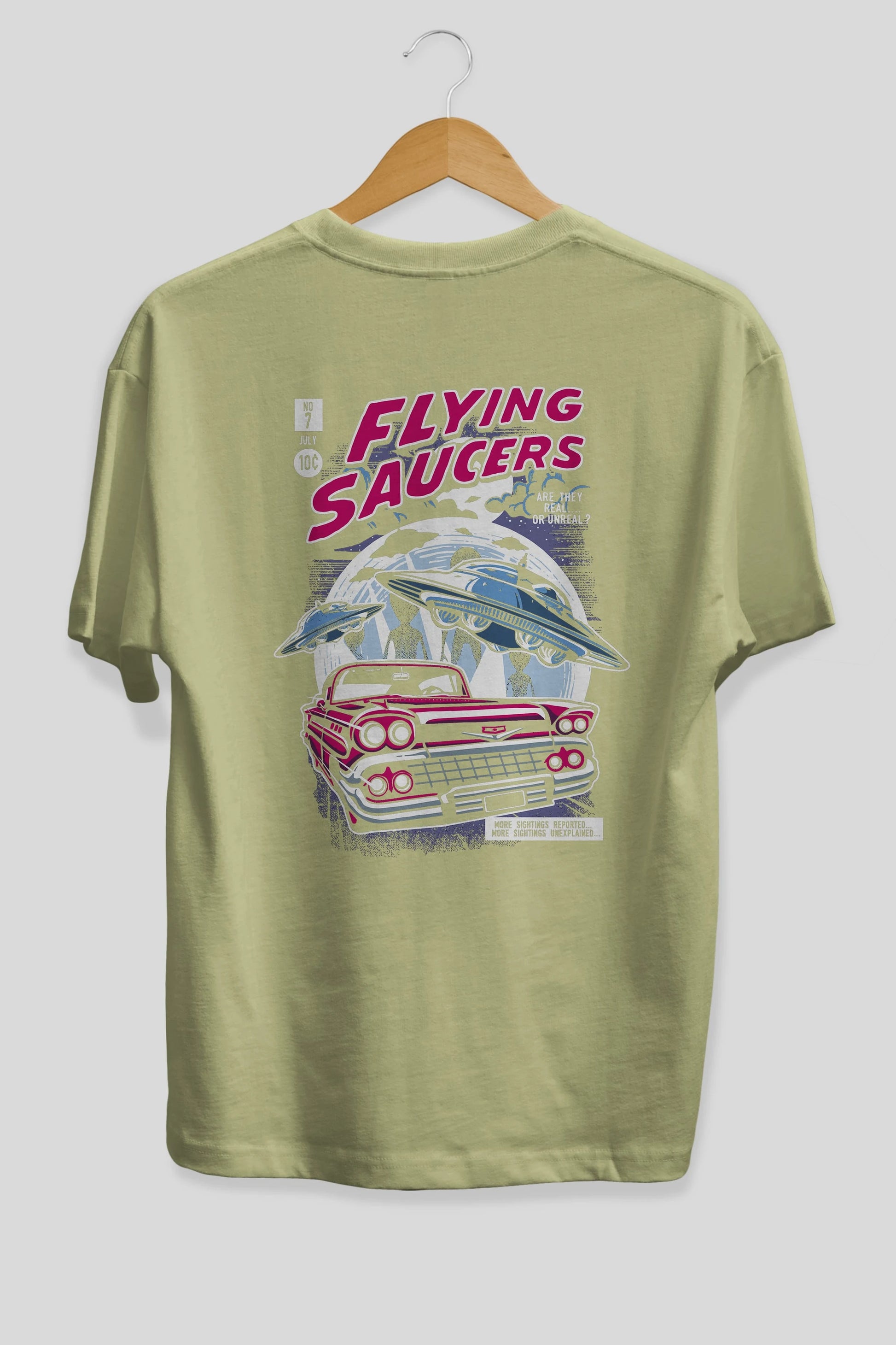 Flying Saucers Arka Baskılı Oversize t-shirt Erkek Kadın Unisex %100 Pamuk
