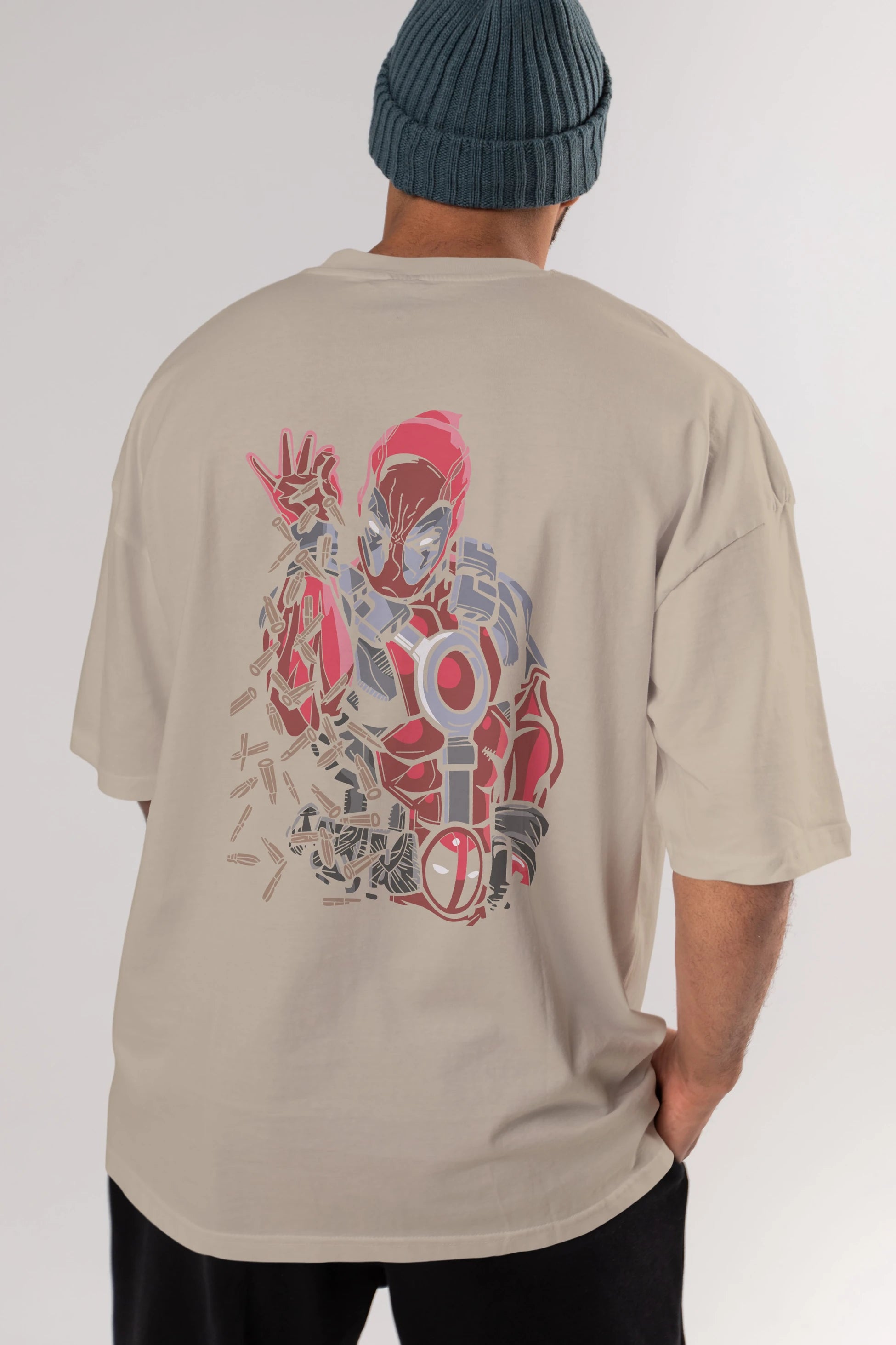 Deadpool (2) Arka Baskılı Oversize t-shirt Erkek Kadın Unisex %100 Pamuk Bisiklet Yaka tişort