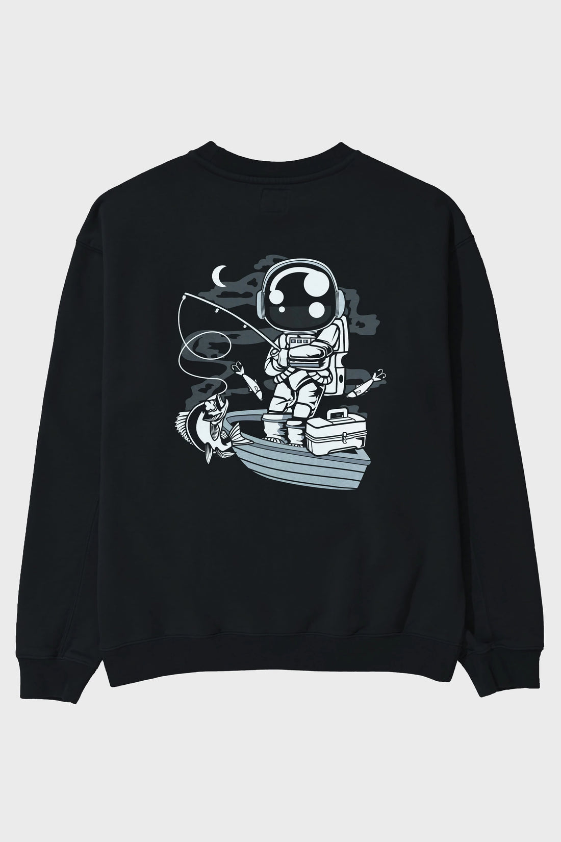 Astronaut Fisherman Arka Baskılı Oversize Sweatshirt Erkek Kadın Unisex