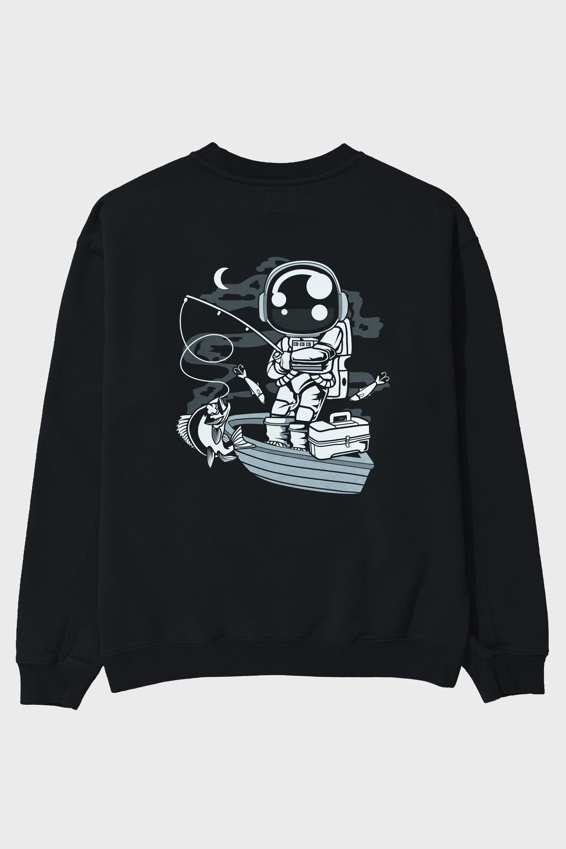 Astronaut Fisherman Arka Baskılı Oversize Sweatshirt Erkek Kadın Unisex