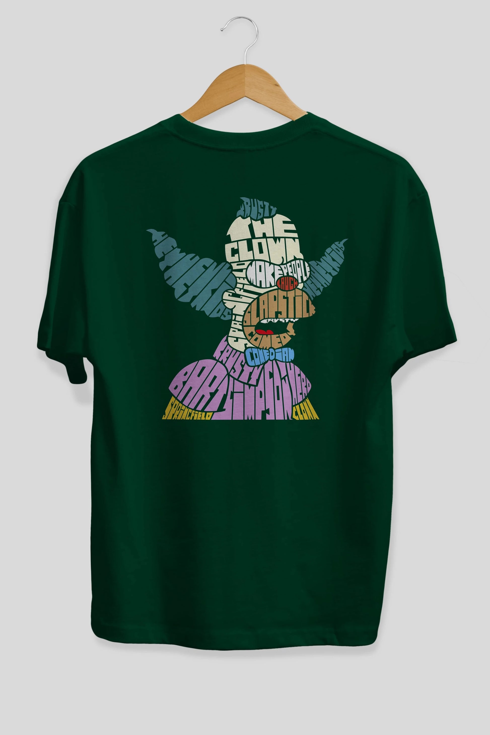 Krusty Clown Arka Baskılı Oversize t-shirt %100 pamuk Erkek Kadın Unisex