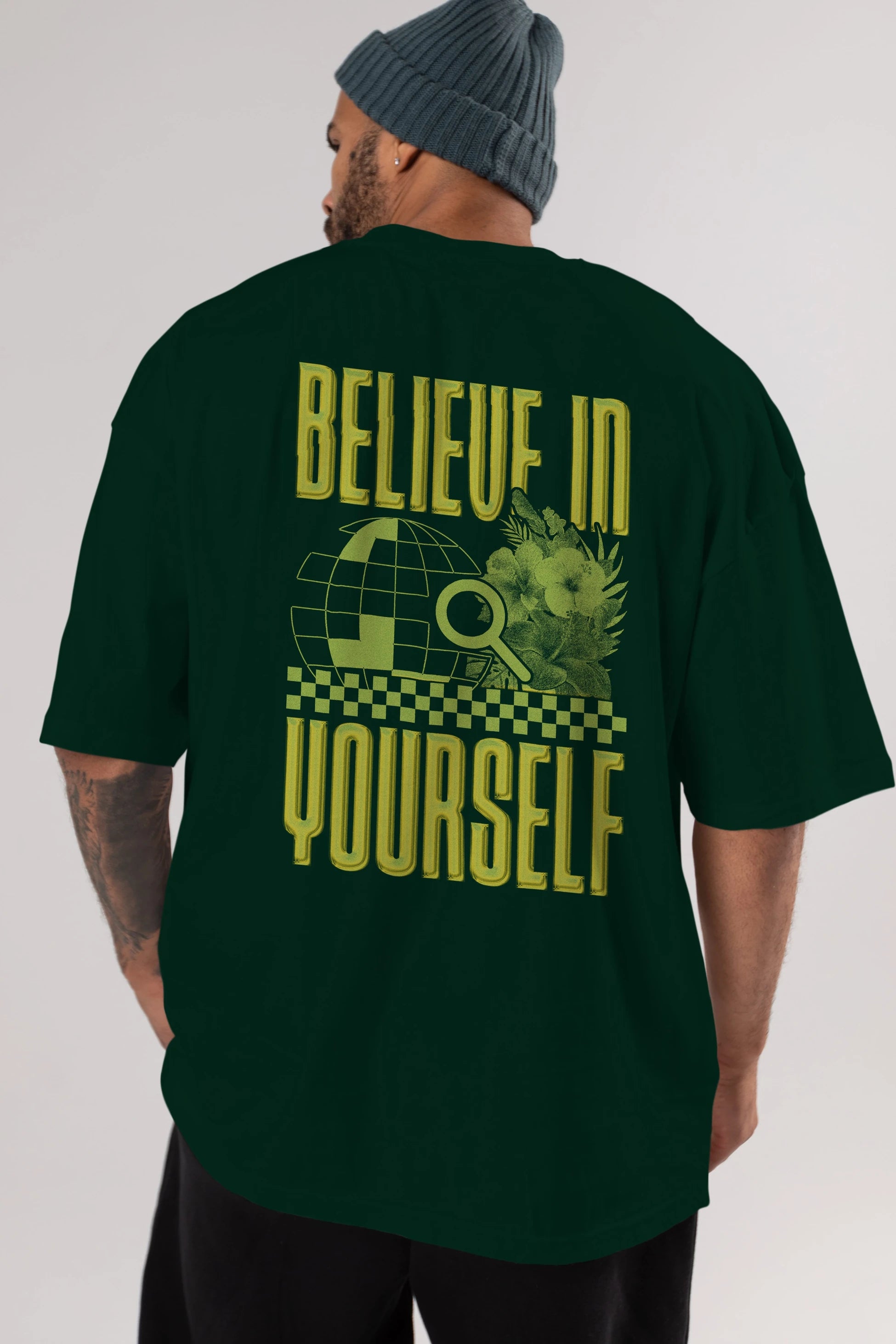 Believe in Yourself Yellow Arka Baskılı Oversize t-shirt Erkek Kadın Unisex