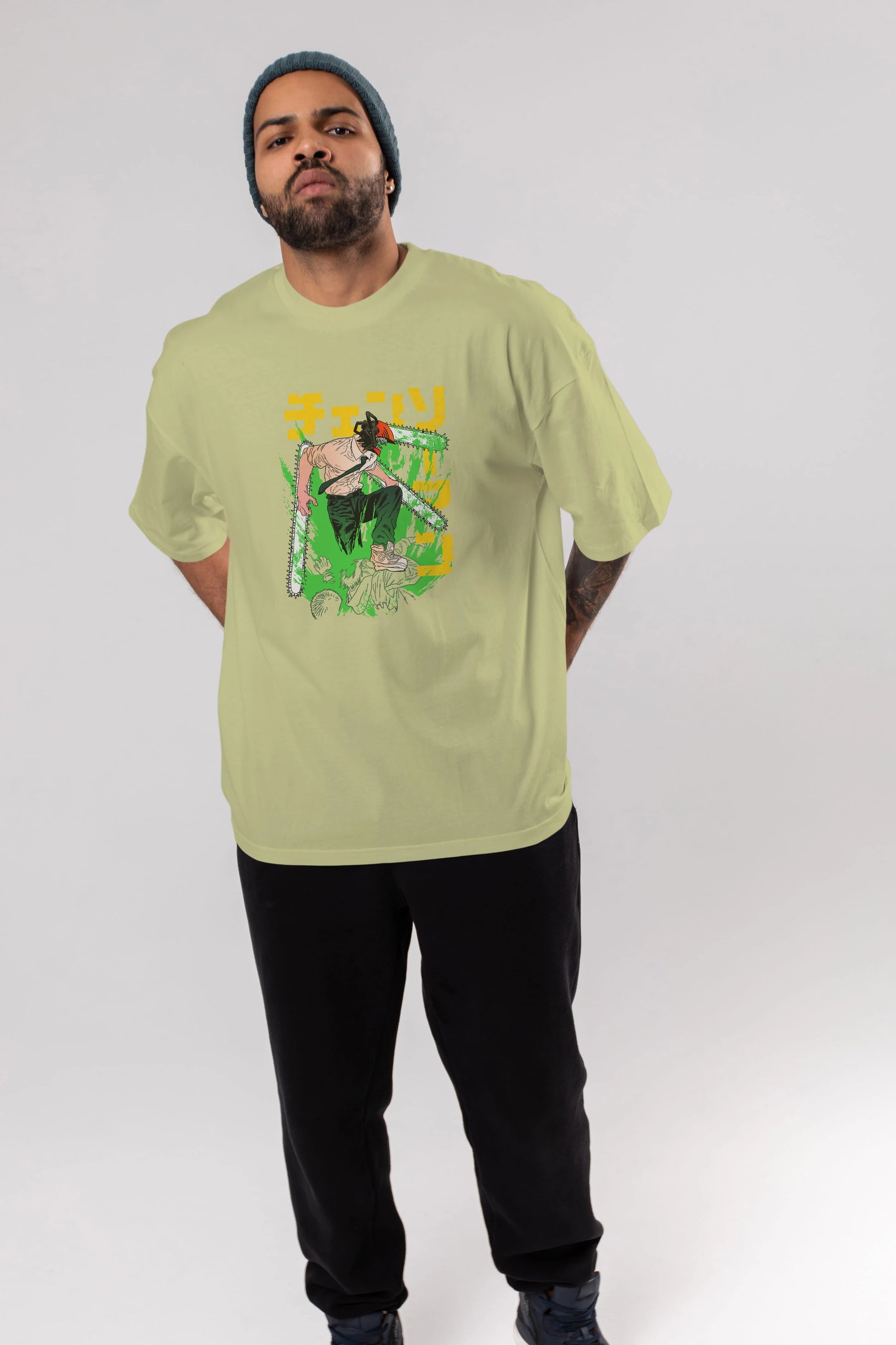 CHAINSAWMAN DENJI Anime Ön Baskılı Oversize t-shirt %100 pamuk Erkek Kadın Unisex