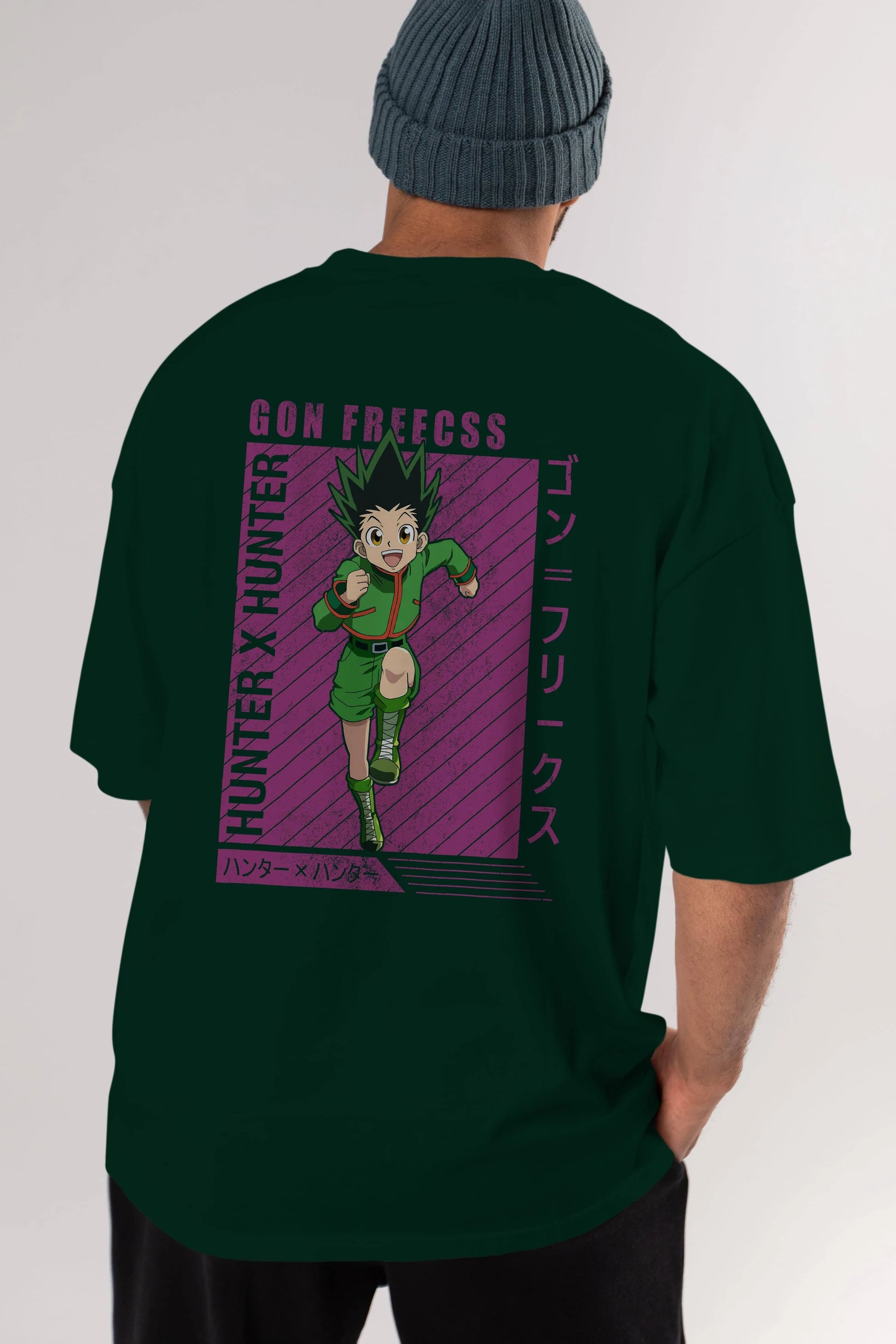 Gon Freecss HUNTER X HUNTER 3 Anime Arka Baskılı Oversize t-shirt Erkek Kadın Unisex