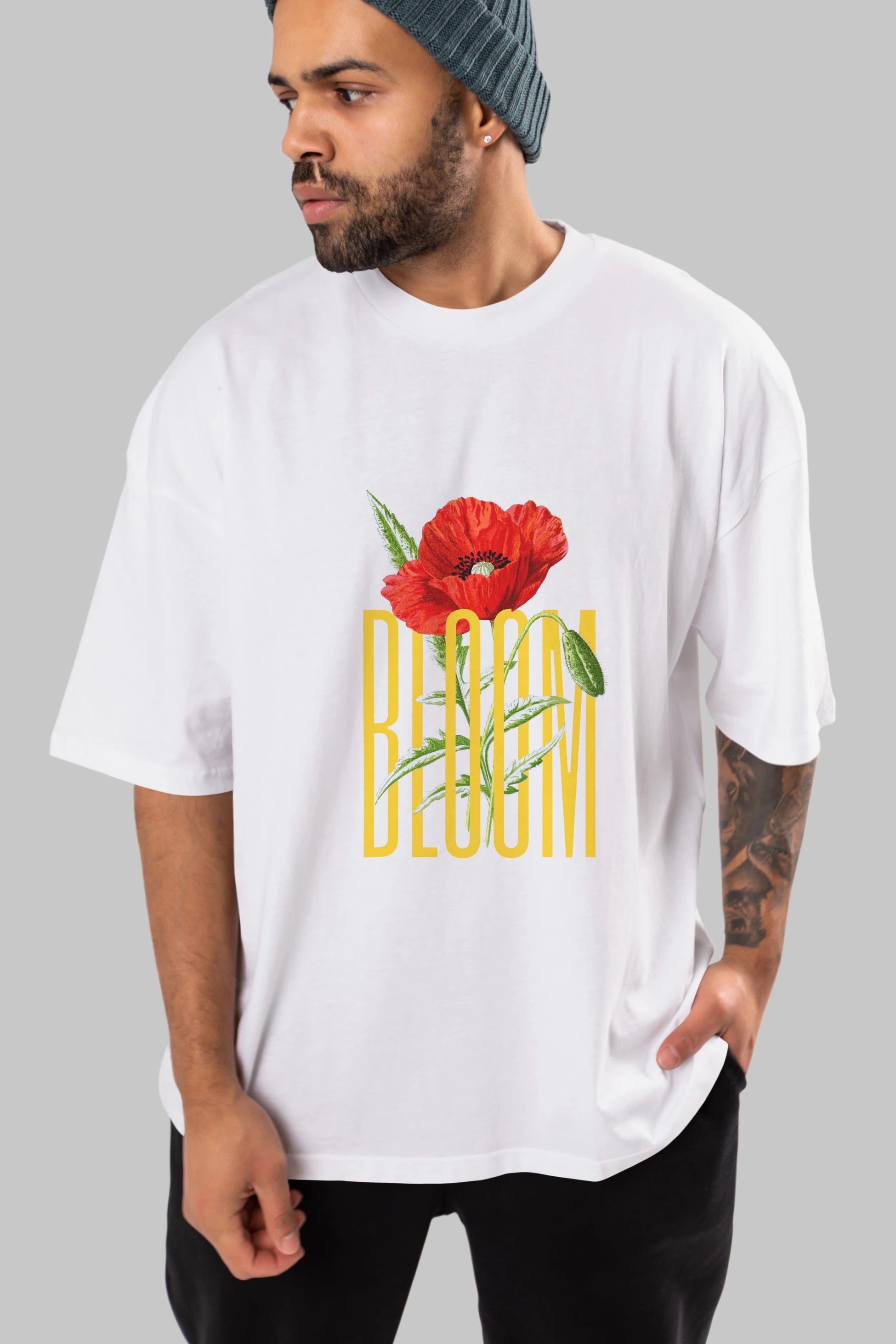 Bloom Flower Ön Baskılı Oversize t-shirt Erkek Kadın Unisex