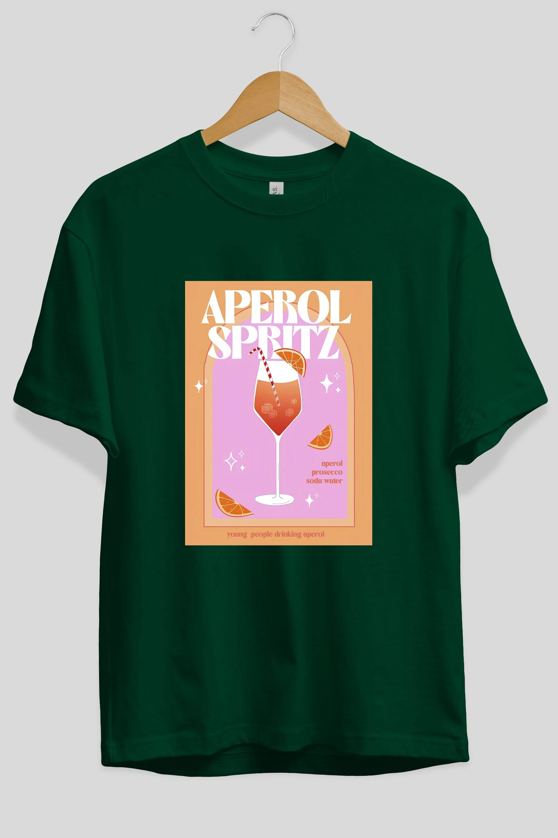 Aperol Spritz 2 Ön Baskılı Oversize t-shirt Erkek Kadın Unisex %100 Pamuk Bisiklet Yaka tişort
