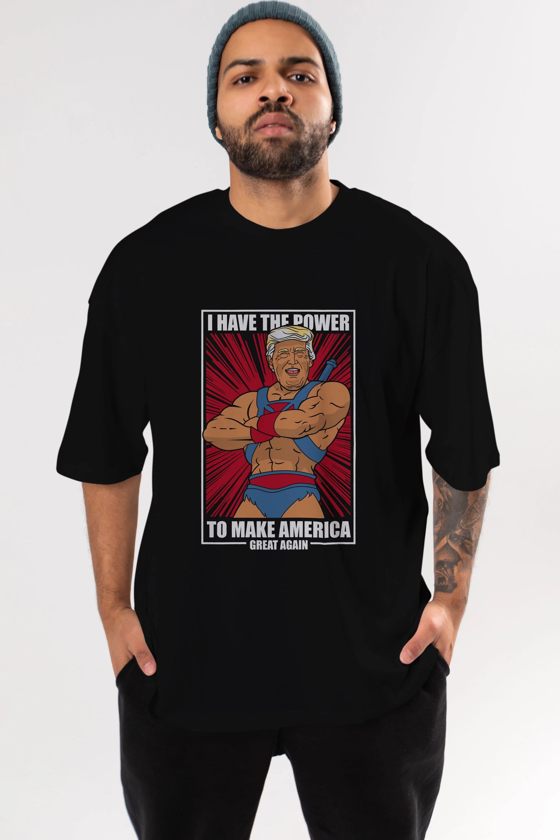 Trump Heman Ön Baskılı Oversize t-shirt Erkek Kadın Unisex %100 Pamuk tişort