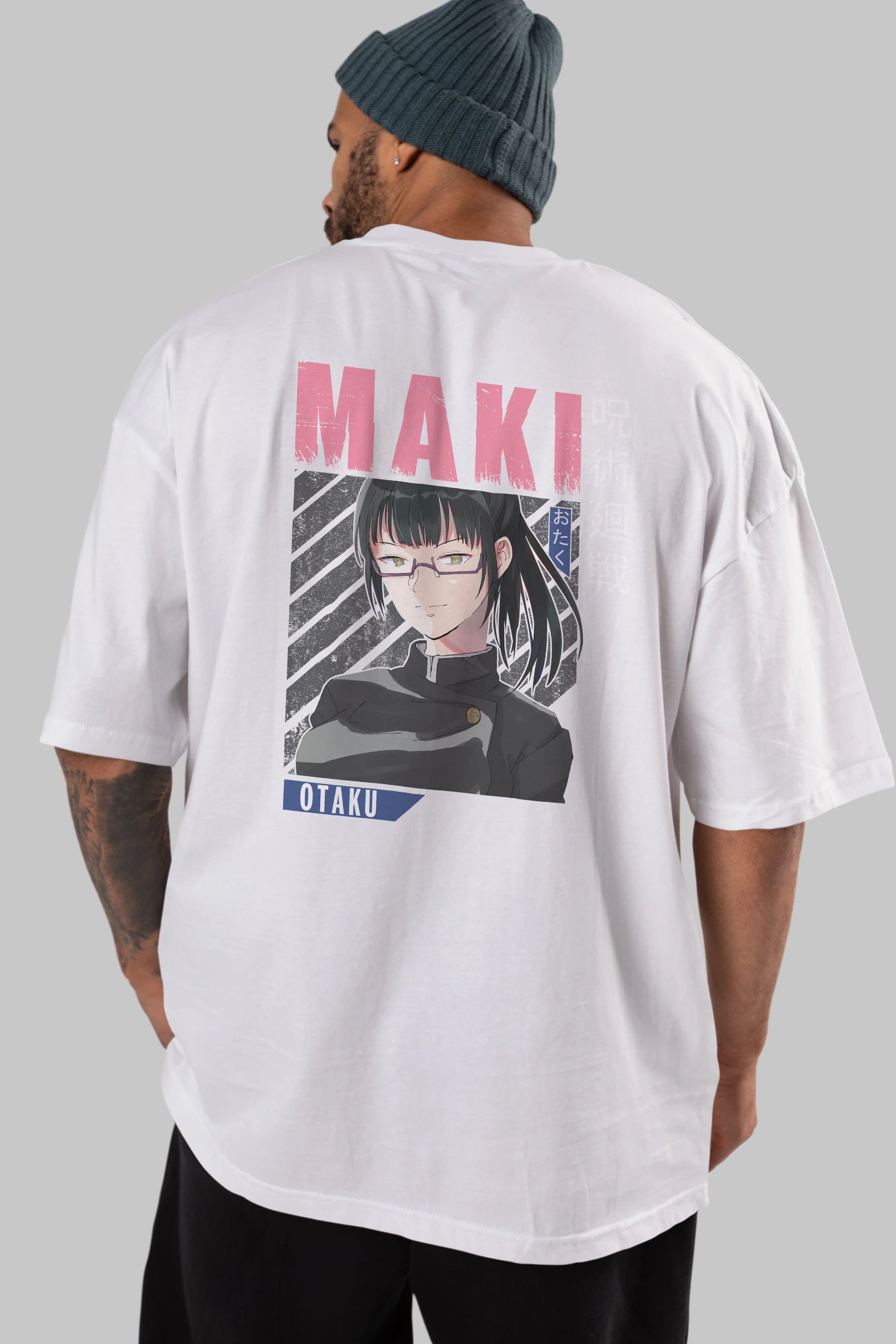 Maki Zenin CHAINSAWMAN 1 Anime Arka Baskılı Oversize t-shirt Erkek Kadın Unisex