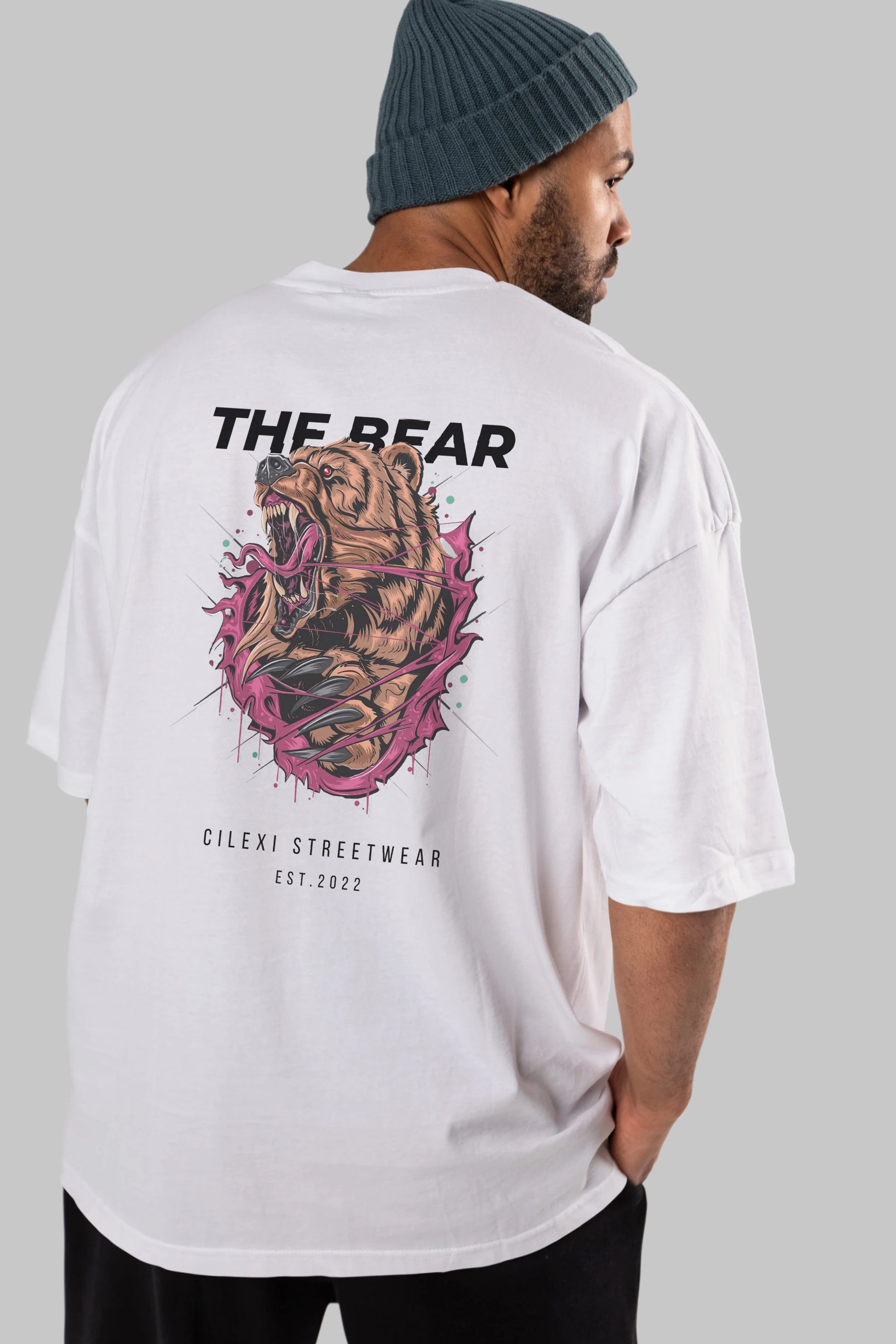 The Bear Arka Baskılı Oversize t-shirt Erkek Kadın Unisex