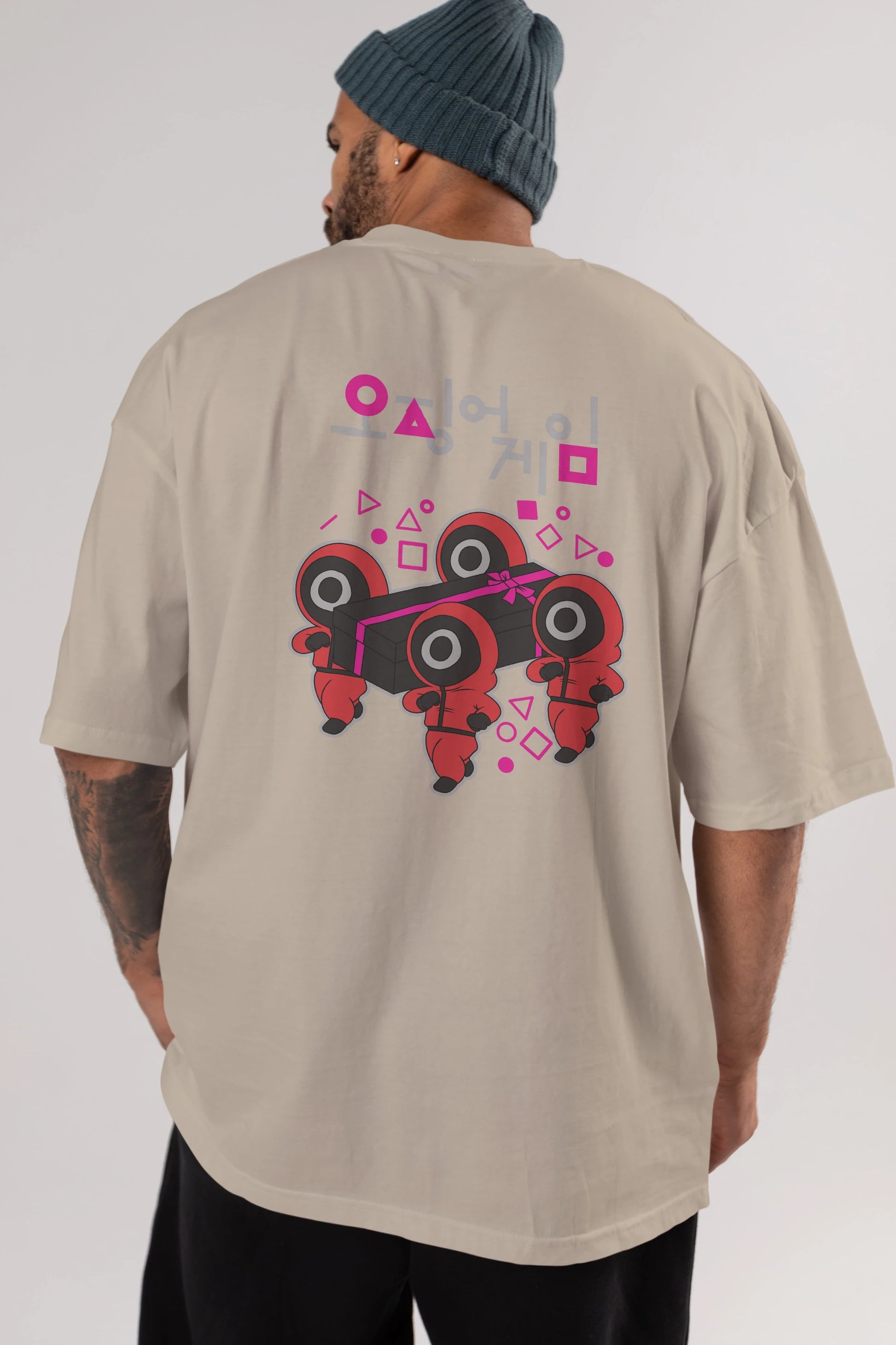 Squid Game (6) Arka Baskılı Oversize t-shirt Erkek Kadın Unisex %100 Pamuk Bisiklet Yaka tişort