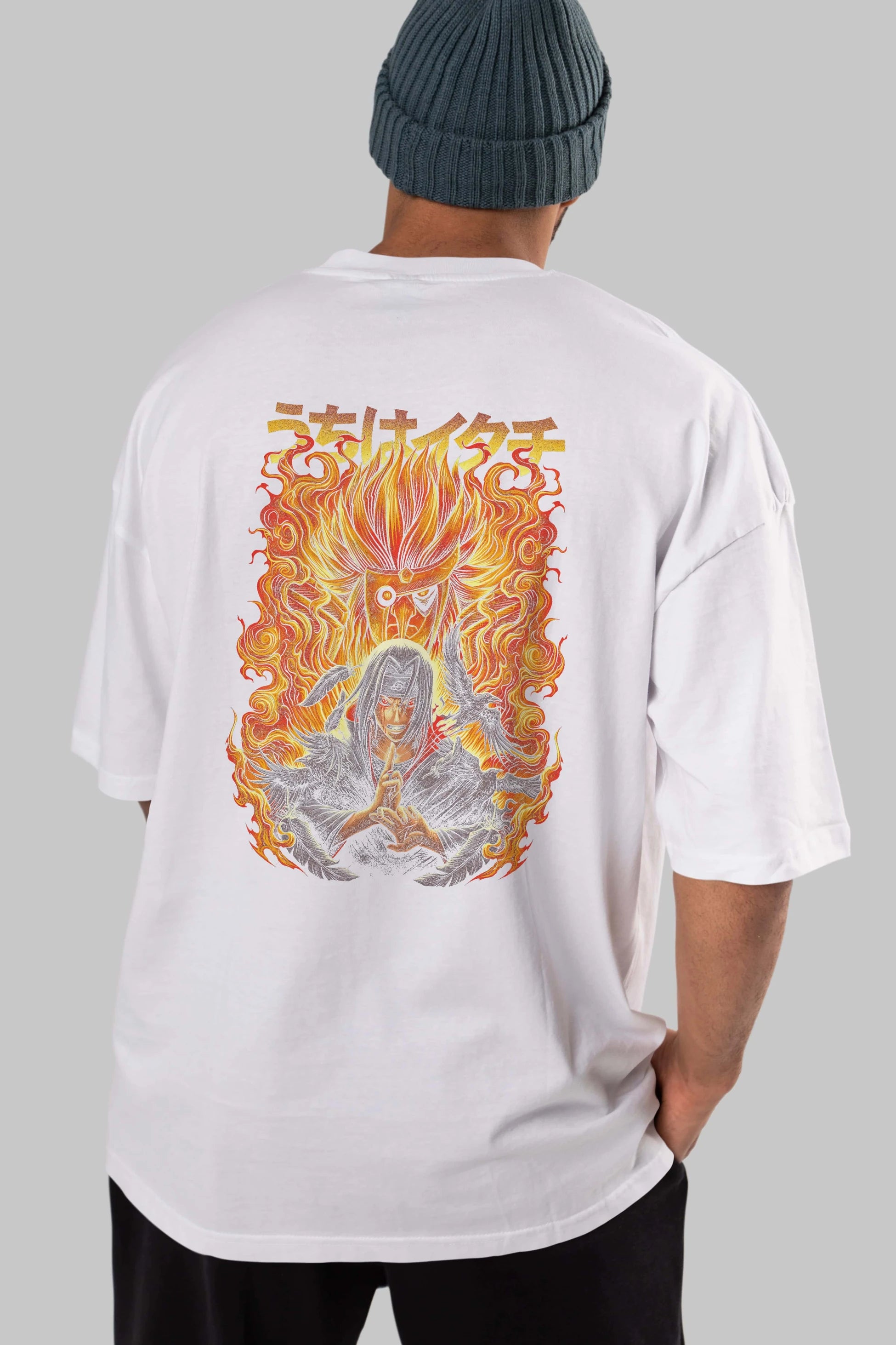 NARUTO ITACHI UCHIHA Anime Arka Baskılı Oversize t-shirt Erkek Kadın Unisex