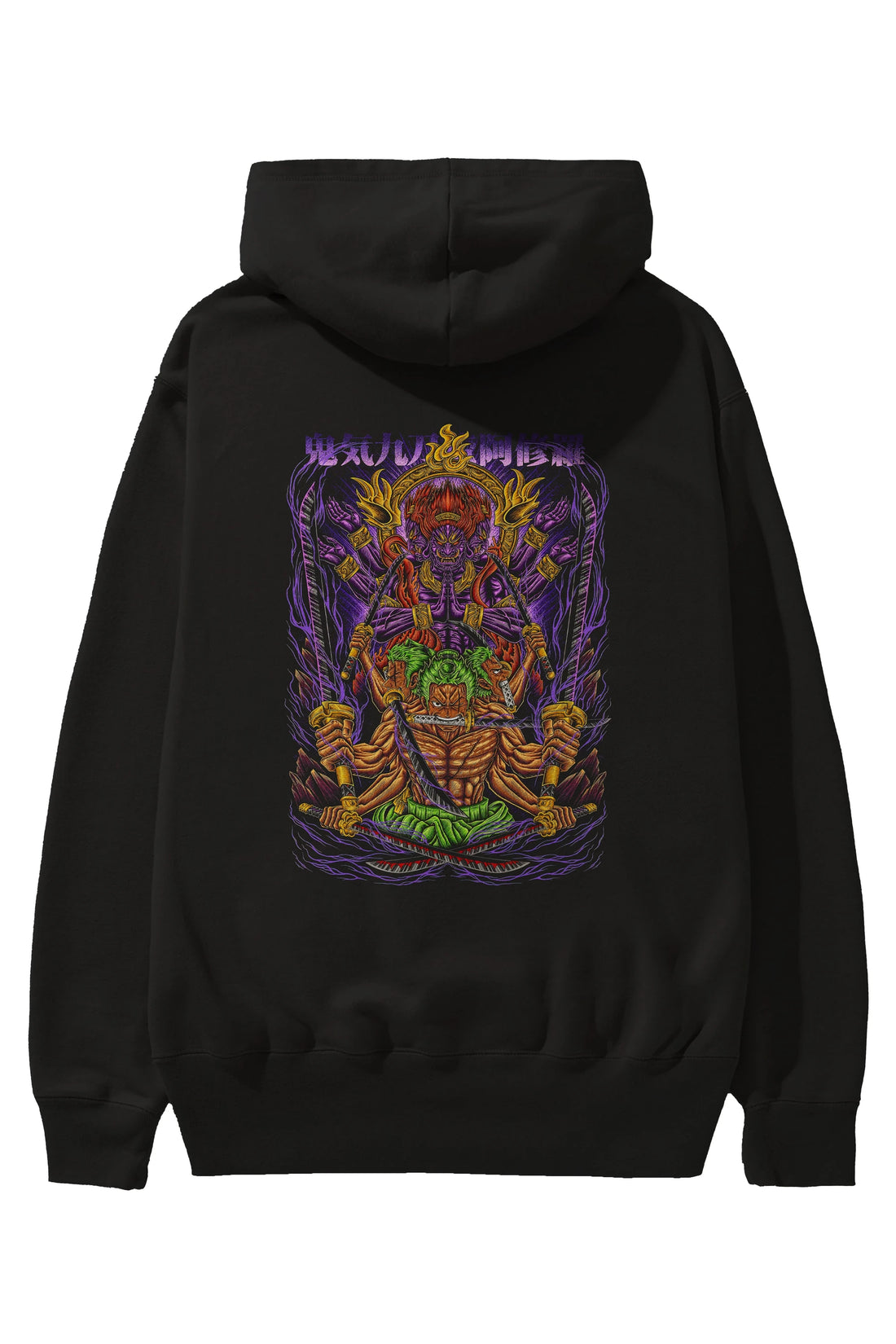 RORONOA ZORO 2 Anime Arka Baskılı Hoodie Oversize Kapüşonlu Sweatshirt Erkek Kadın Unisex