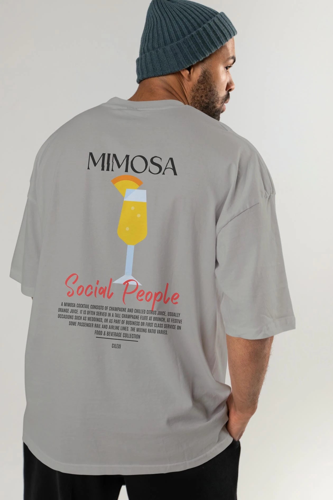 Mimosa Kokteyl Serisi Baskılı Oversize t-shirt Erkek Kadın Unisex %100 Pamuk Bisiklet Yaka tişort