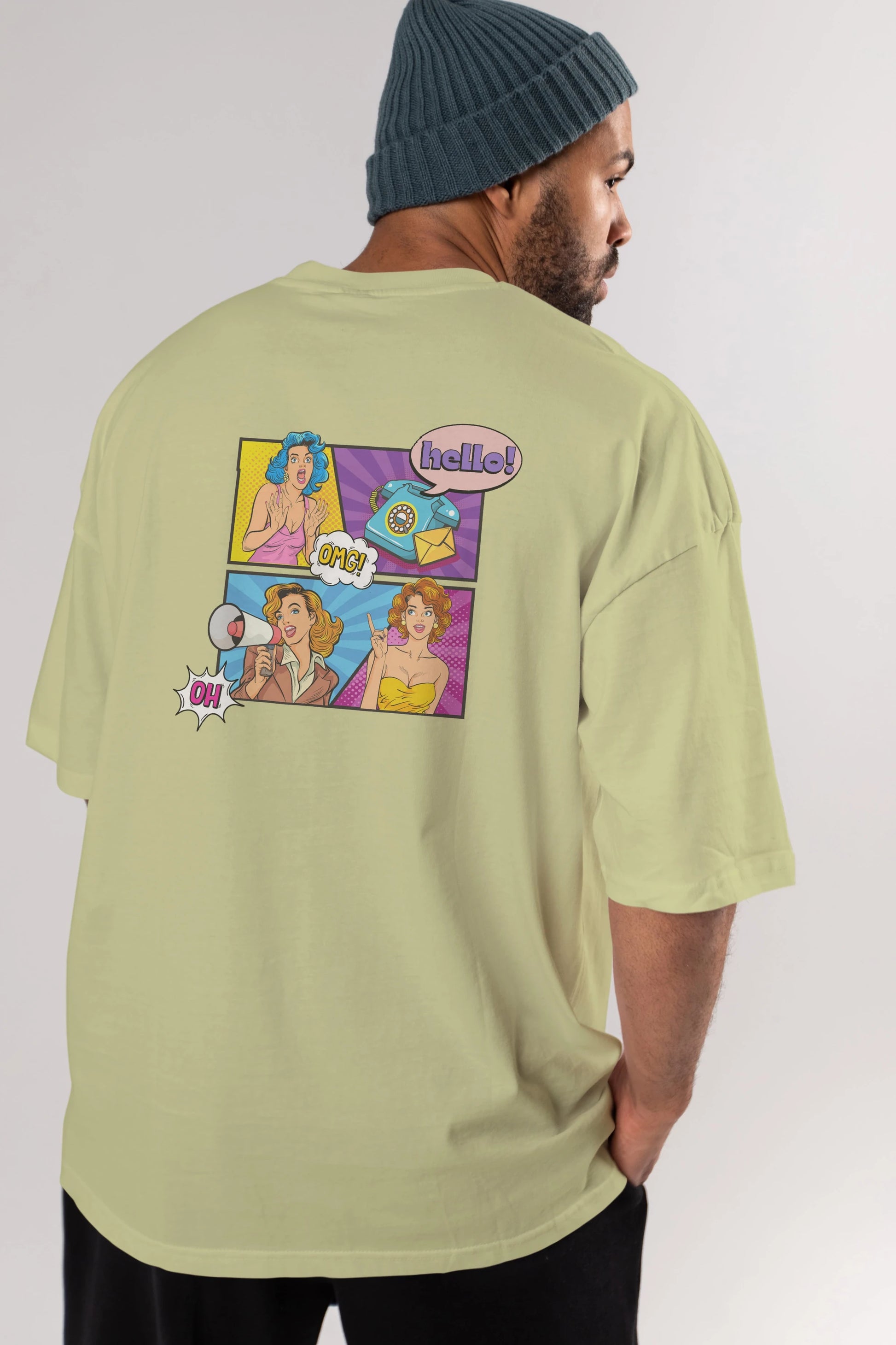 Hello OMG Arka Baskılı Oversize t-shirt Erkek Kadın Unisex