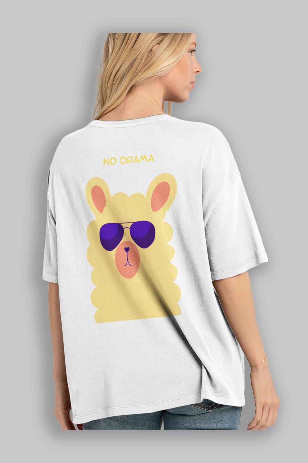No Drama Yazılı Lama Arka Baskılı Oversize t-shirt Erkek Kadın Unisex