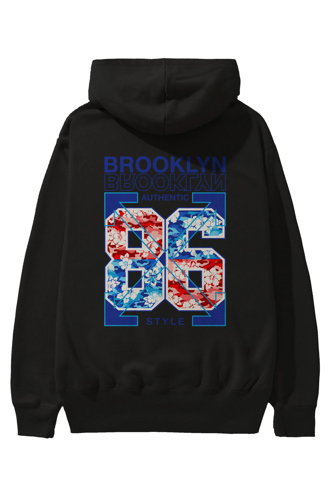 Brooklyn 86 Style Arka Baskılı Hoodie Oversize Kapüşonlu Sweatshirt Erkek Kadın Unisex