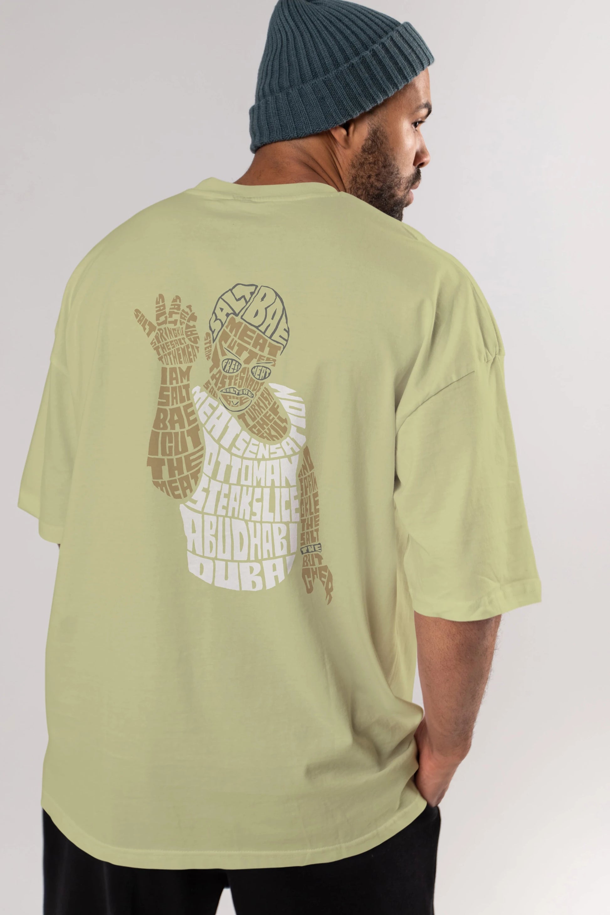 Salt Bae Arka Baskılı Oversize t-shirt %100 pamuk Erkek Kadın Unisex