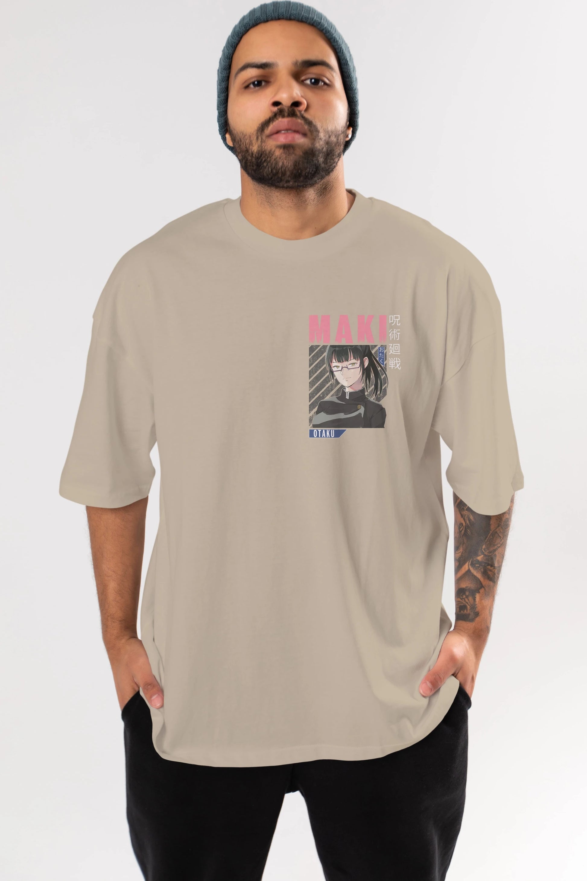 Maki Zenin CHAINSAWMAN 1 Ön Sol Baskılı Oversize t-shirt Erkek Kadın Unisex %100 Pamuk Bisiklet Yaka tişort