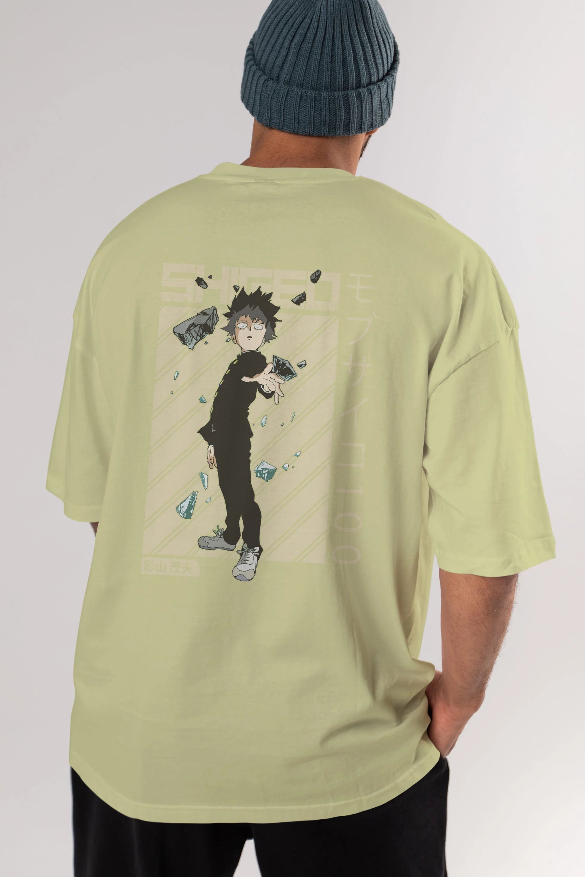 Shigeo Kageyama 3 Anime Arka Baskılı Oversize t-shirt Erkek Kadın Unisex