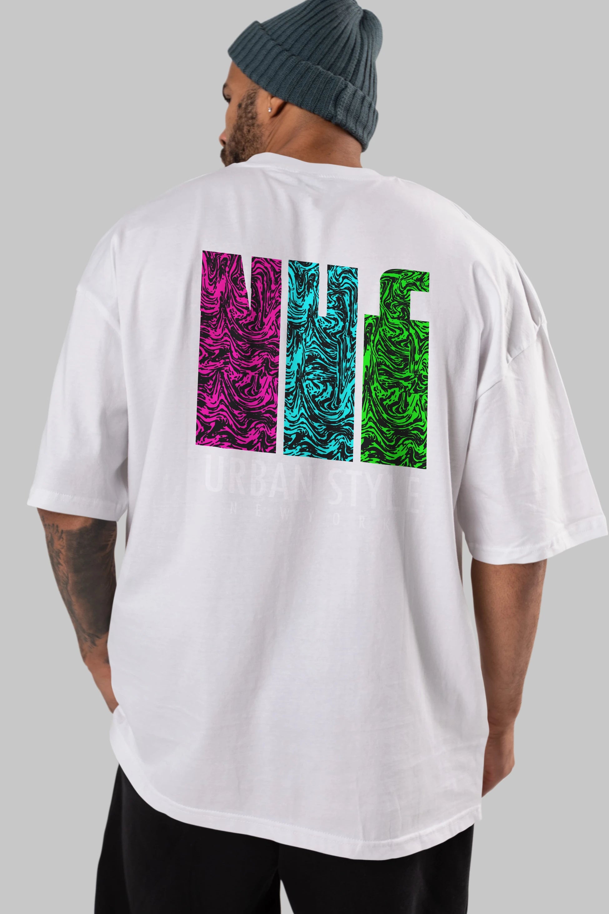 Urban Style Newyork Arka Baskılı Oversize t-shirt Erkek Kadın Unisex