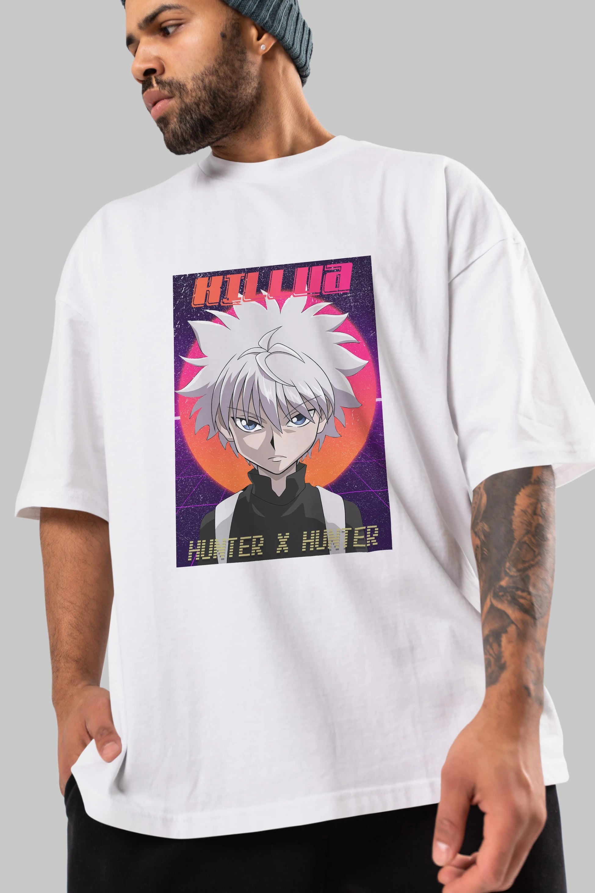Killua Zoldyck 12 1 Anime Ön Baskılı Oversize t-shirt %100 pamuk Erkek Kadın Unisex