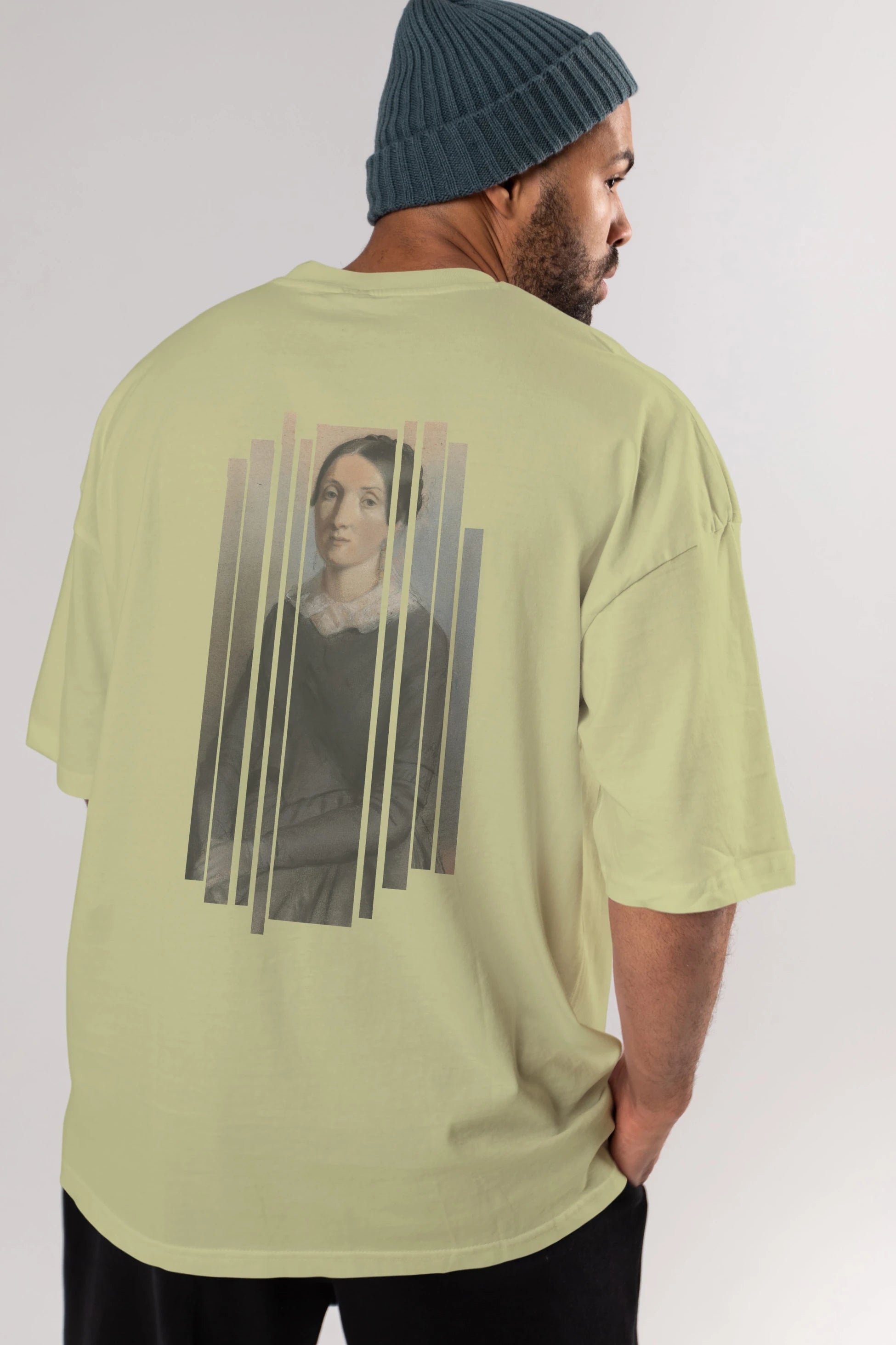 Retro Portre Arka Baskılı Oversize t-shirt Erkek Kadın Unisex