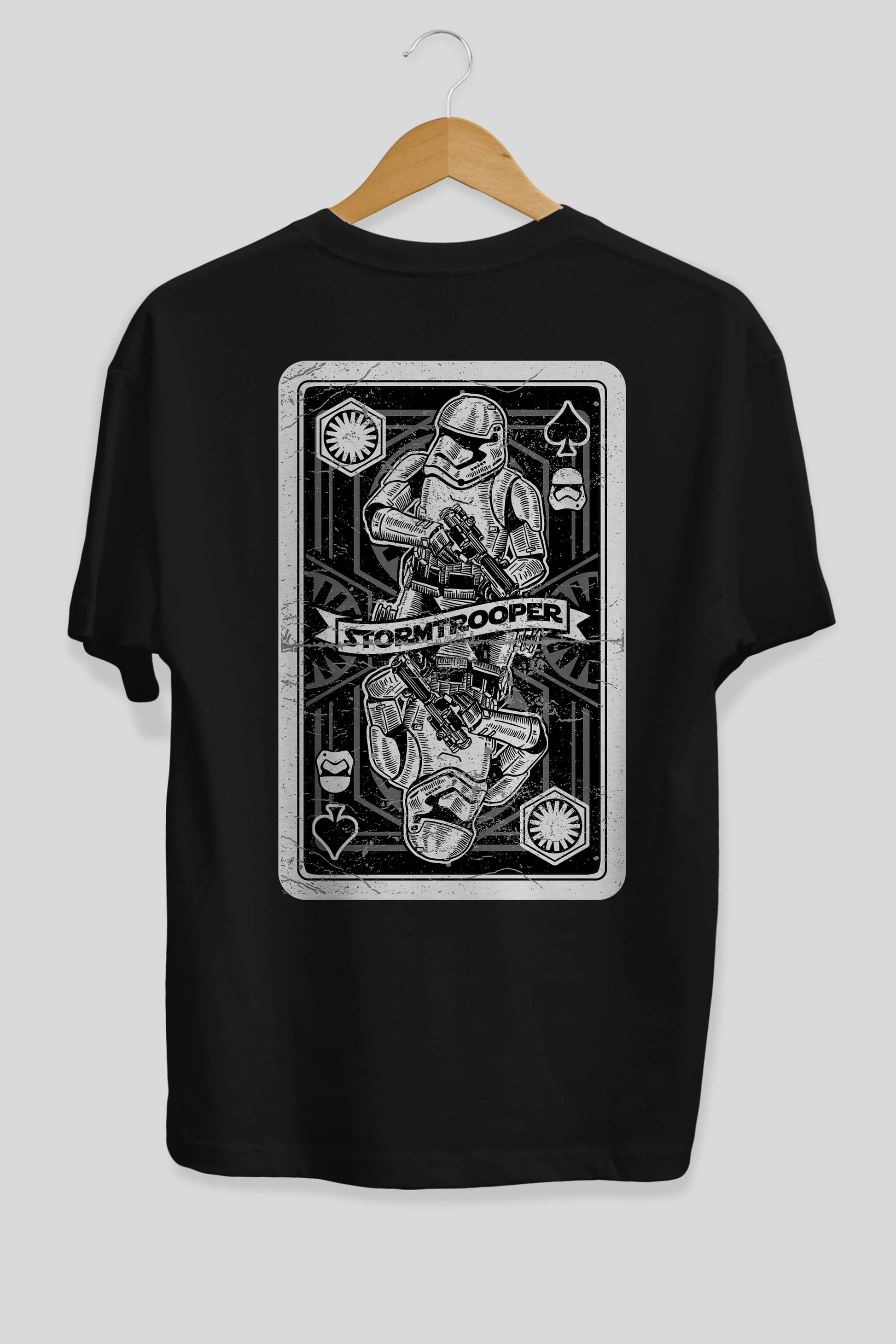 Stormtrooper Playing Card Arka Baskılı Oversize t-shirt Erkek Kadın Unisex %100 Pamuk