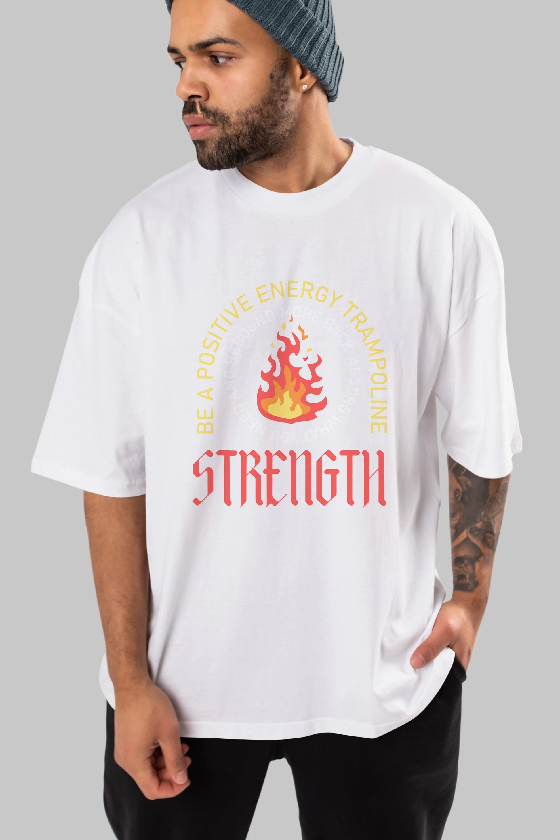 Positive Energy Ön Baskılı Oversize t-shirt Erkek Kadın Unisex