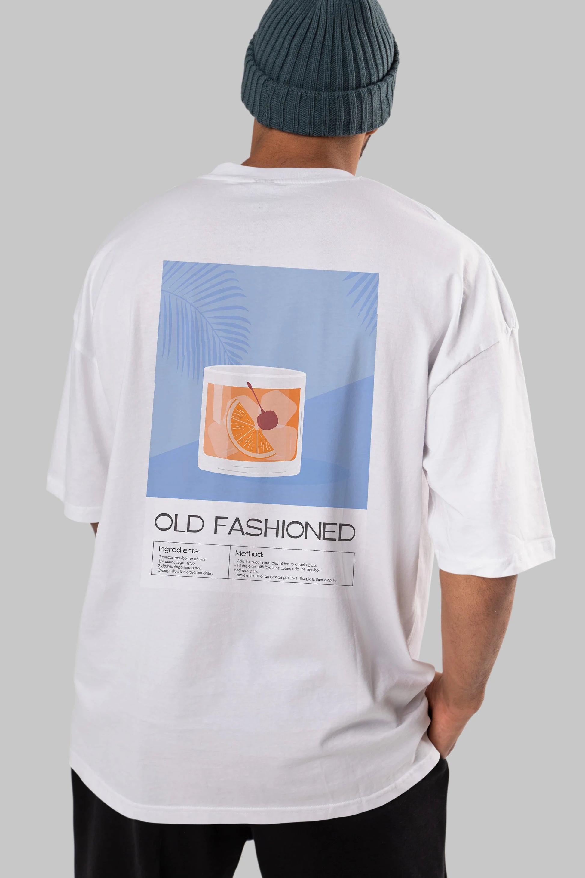 Old Fashioned 3 Arka Baskılı Oversize t-shirt Erkek Kadın Unisex %100 Pamuk Bisiklet Yaka tişort