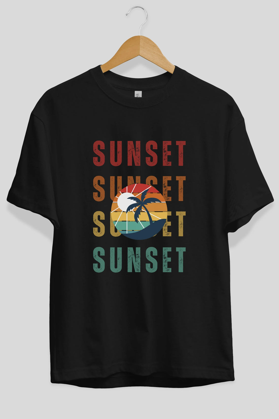 Sunset Yazılı Ön Baskılı Oversize t-shirt Erkek Kadın Unisex