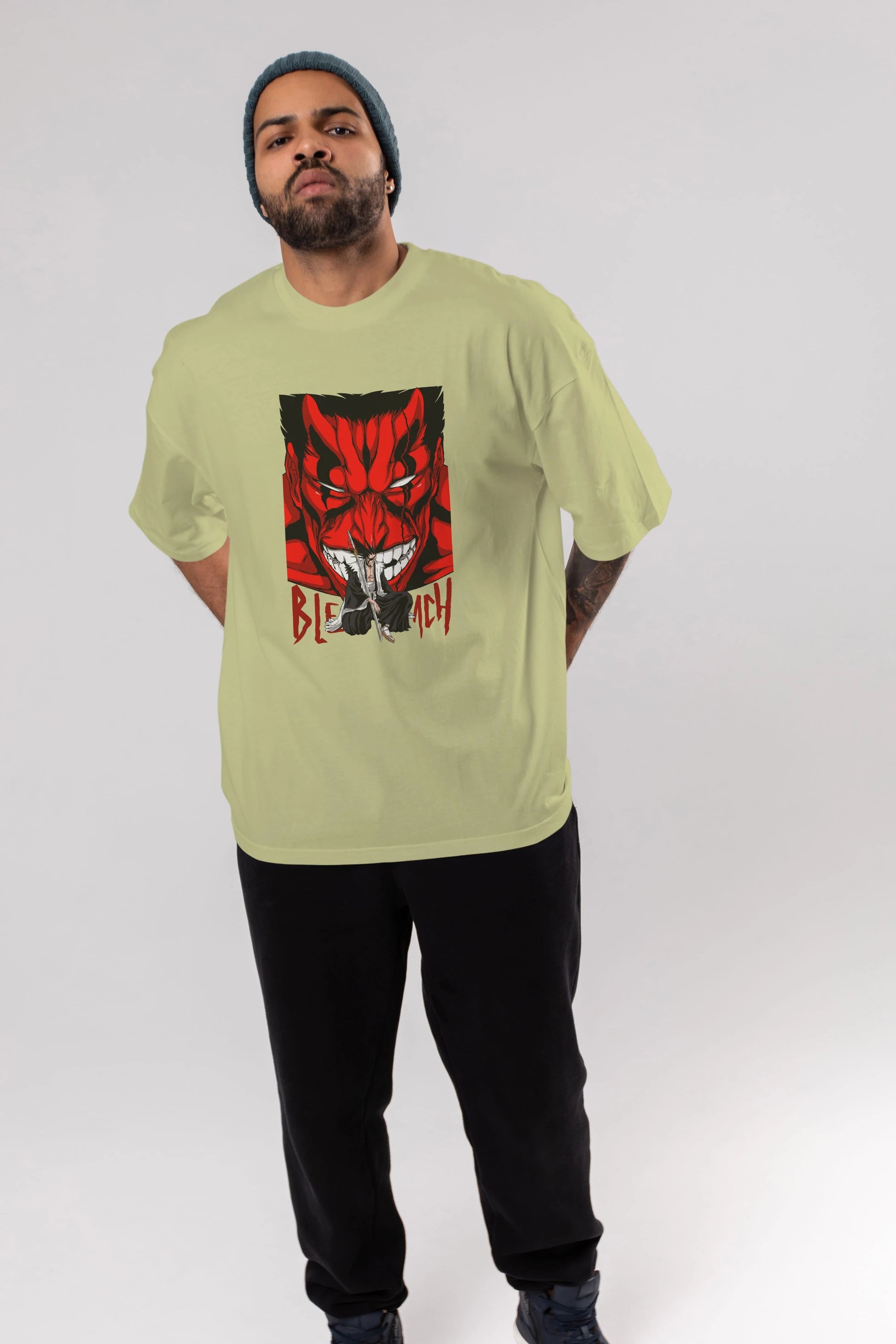 KENPACHI ZARAKI BLEACH Anime Ön Baskılı Oversize t-shirt %100 pamuk Erkek Kadın Unisex