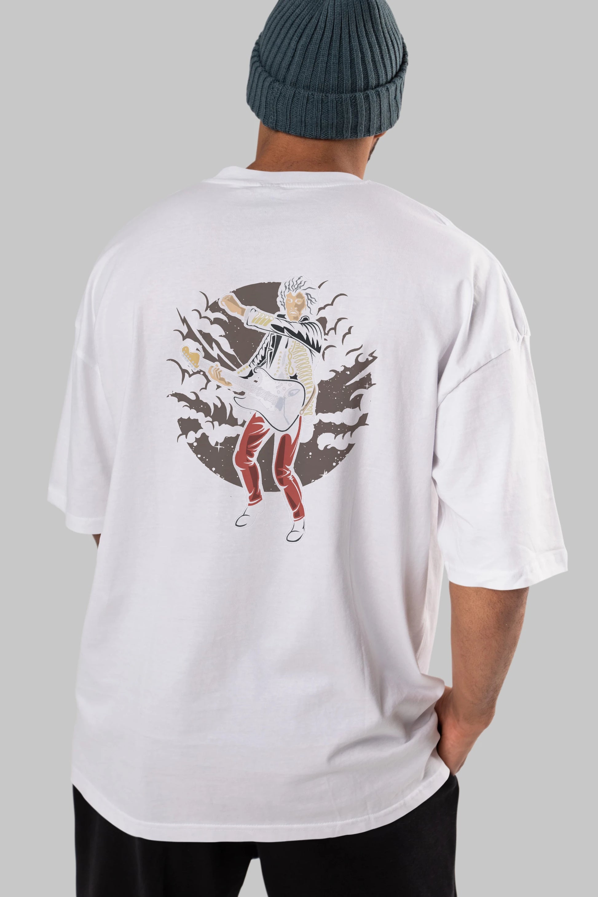 JIMMY HENDRIX Arka Baskılı Oversize t-shirt Erkek Kadın Unisex %100 Pamuk